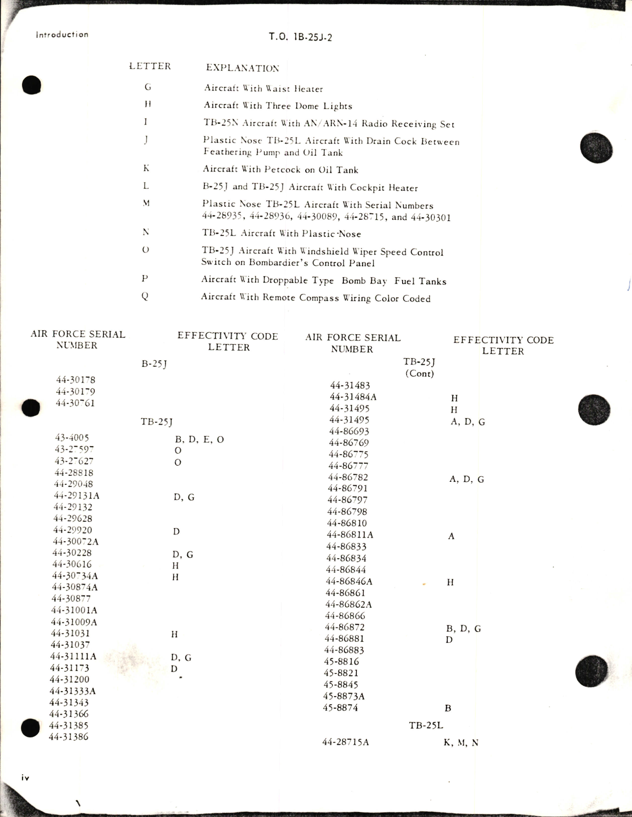 Sample page 6 from AirCorps Library document: Maintenance Instructions for B-25J, TB-25J, TB-25L, TB-25L-1, and TB-25N