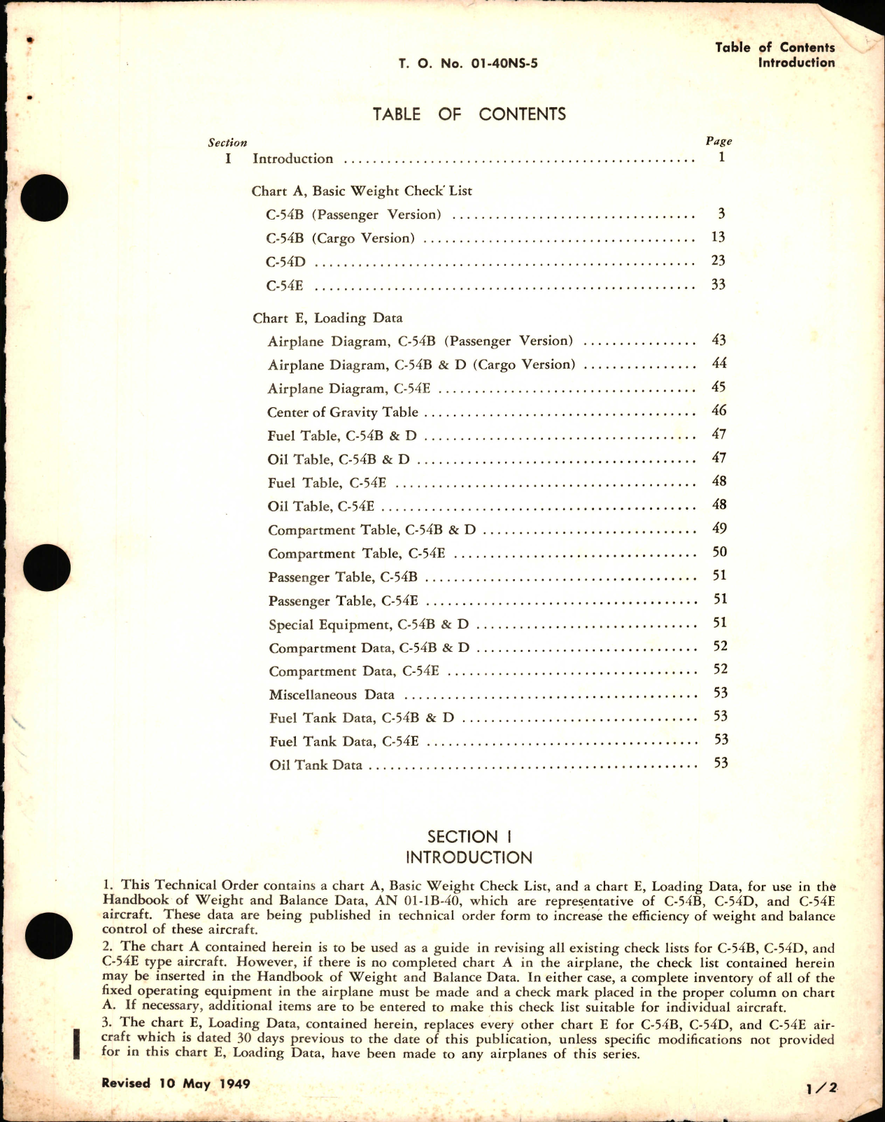 Sample page 3 from AirCorps Library document: Basic Weight Check List and Loading Data for C54B, C-54D, and C-54E