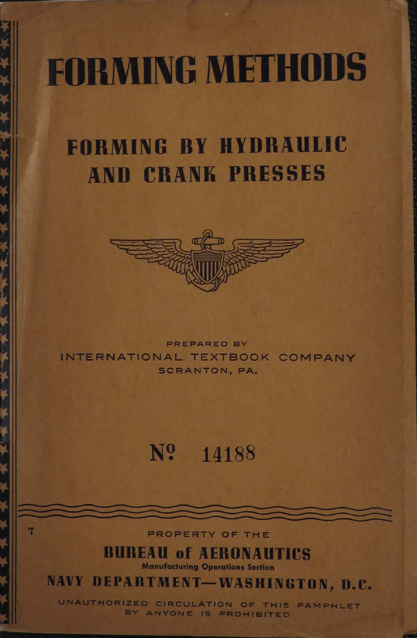 Sample page 1 from AirCorps Library document: Forming Methods - Forming by Hydraulic and Crank Presses - Bureau of Aeronautics