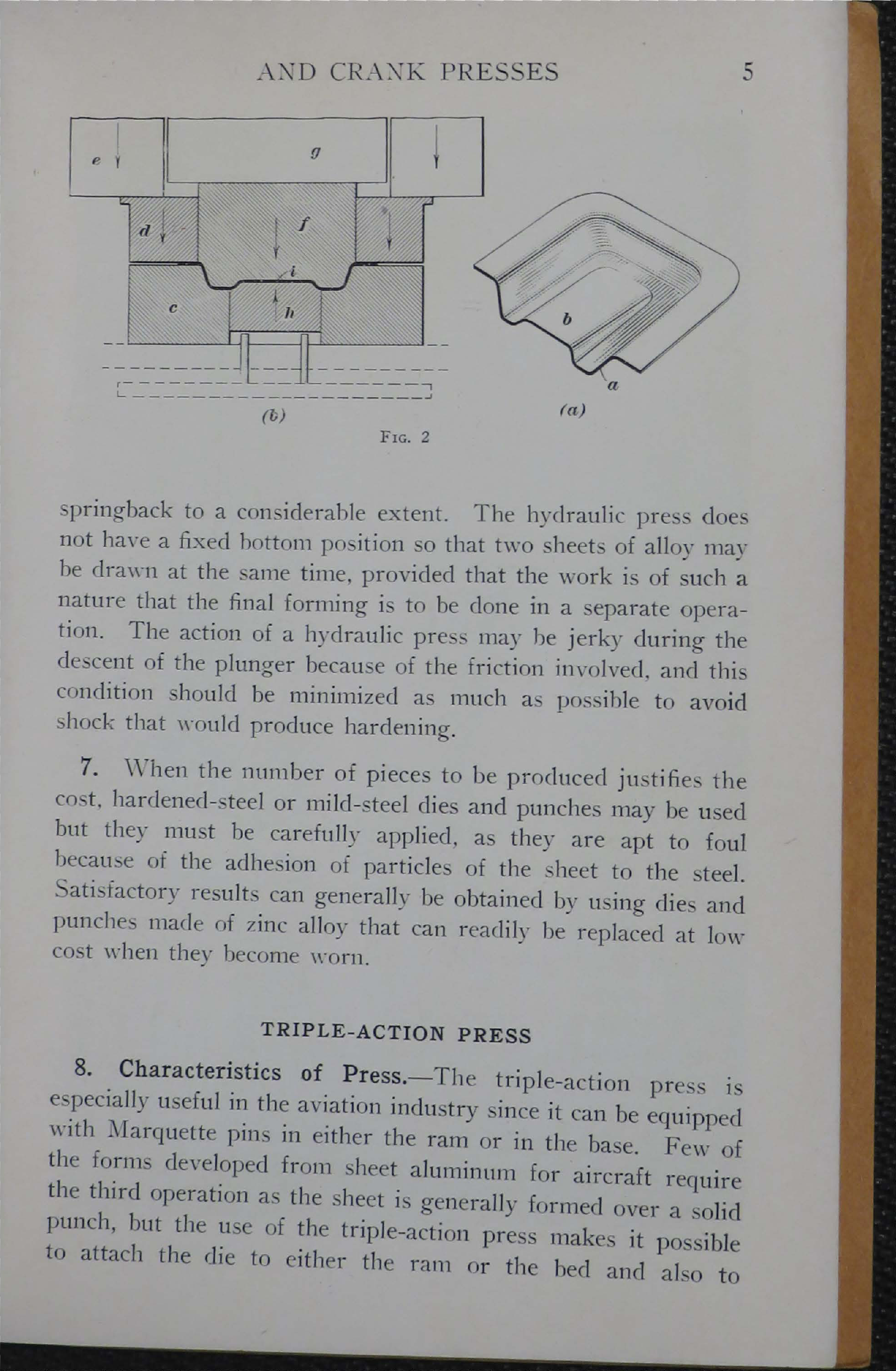 Sample page 7 from AirCorps Library document: Forming Methods - Forming by Hydraulic and Crank Presses - Bureau of Aeronautics