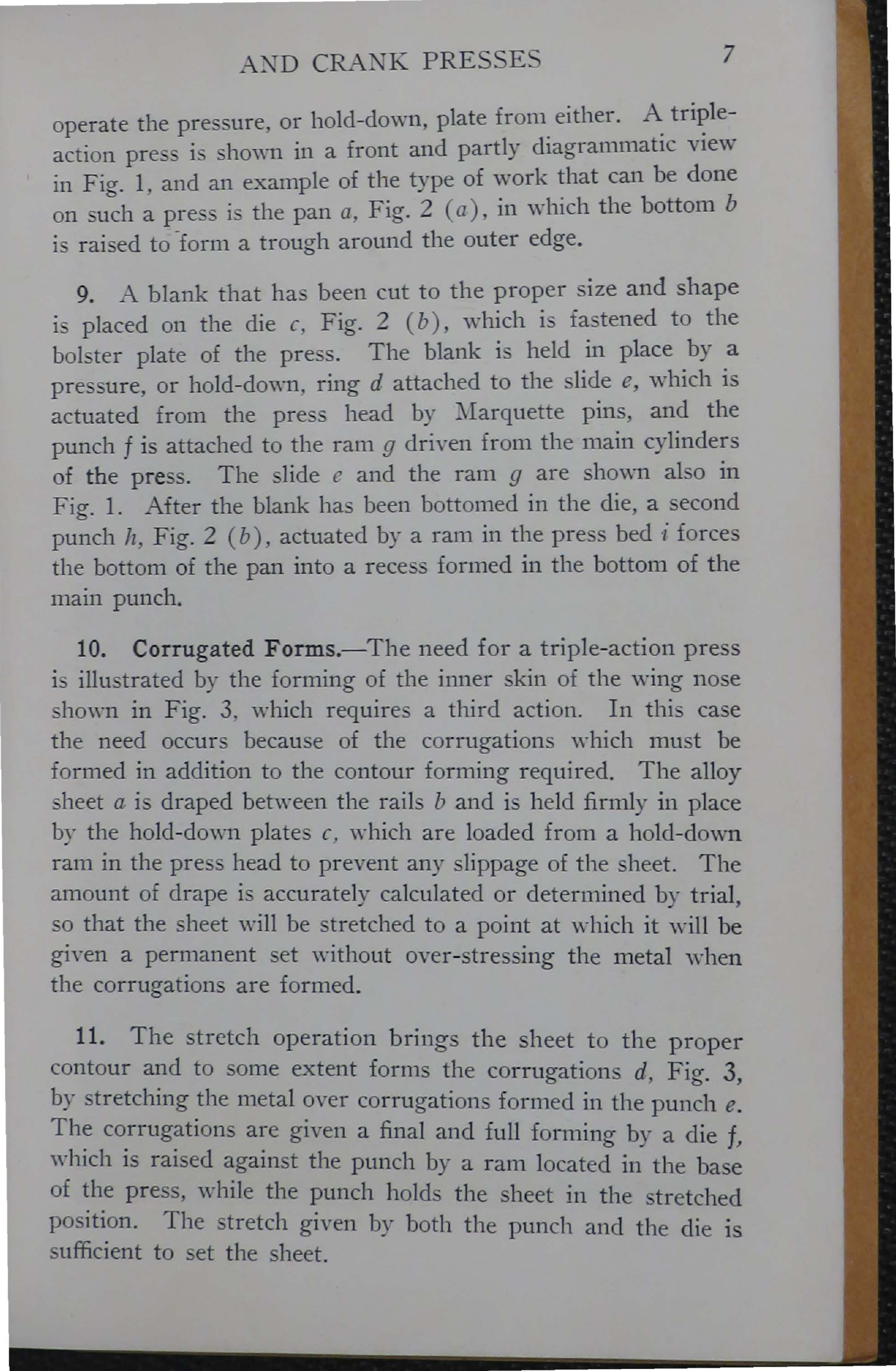 Sample page 9 from AirCorps Library document: Forming Methods - Forming by Hydraulic and Crank Presses - Bureau of Aeronautics