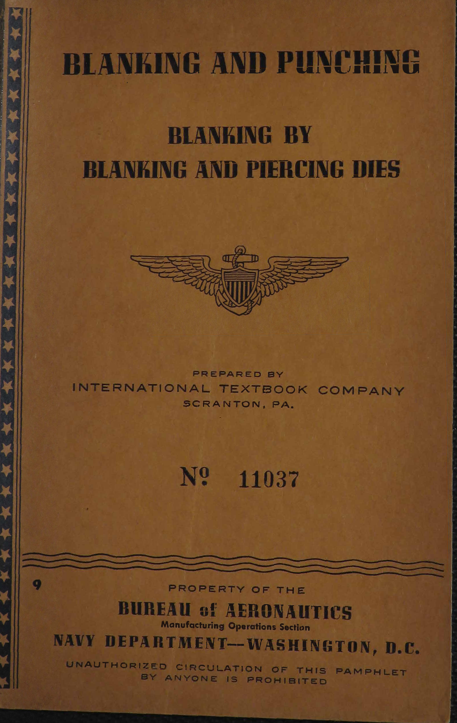 Sample page 1 from AirCorps Library document: Blanking and Punching - Blanking by Blanking and Piercing Dies - Bureau of Aeronautics