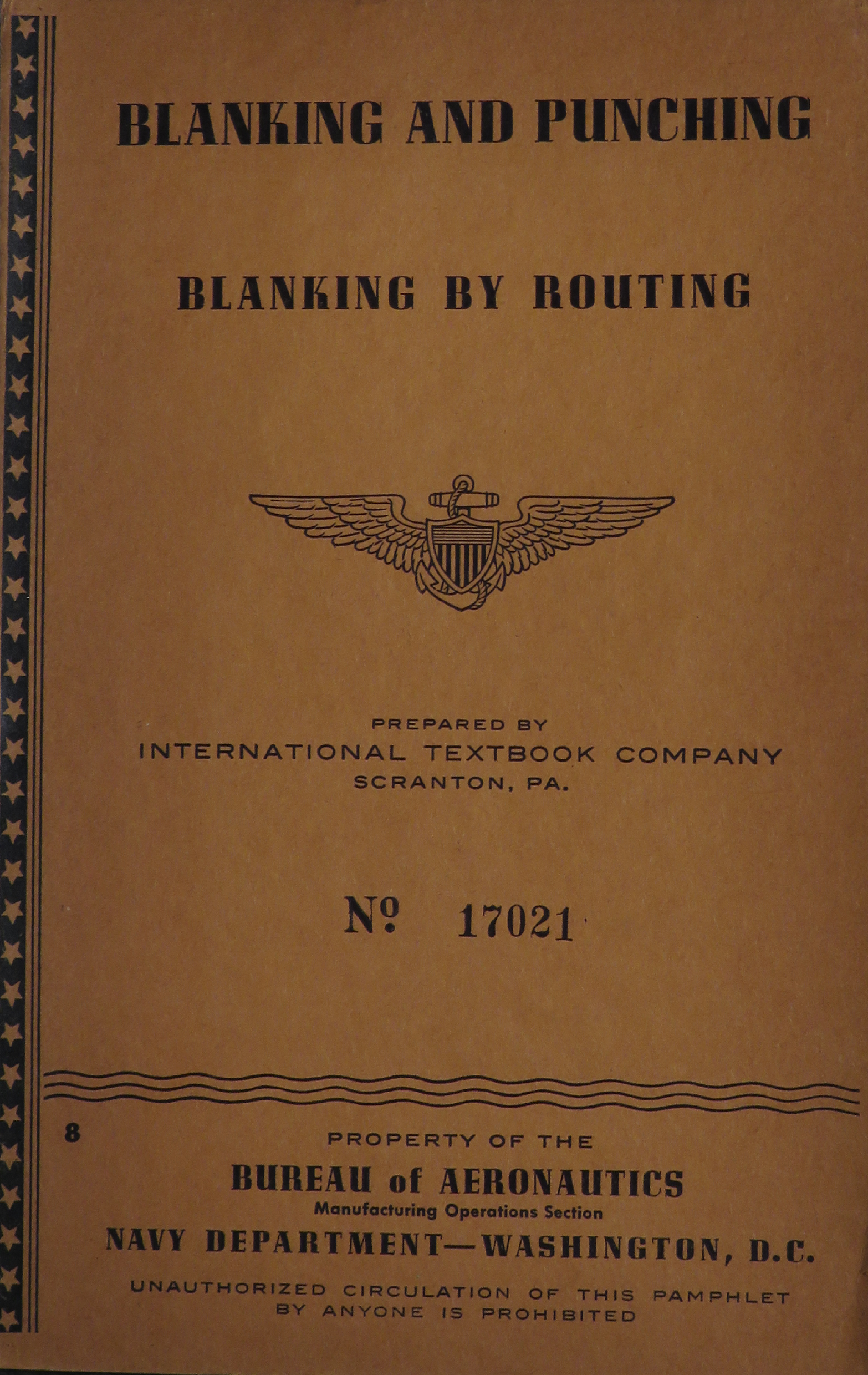 Sample page 1 from AirCorps Library document: Blanking and Punching - Blanking by Routing - Bureau of Aeronautics