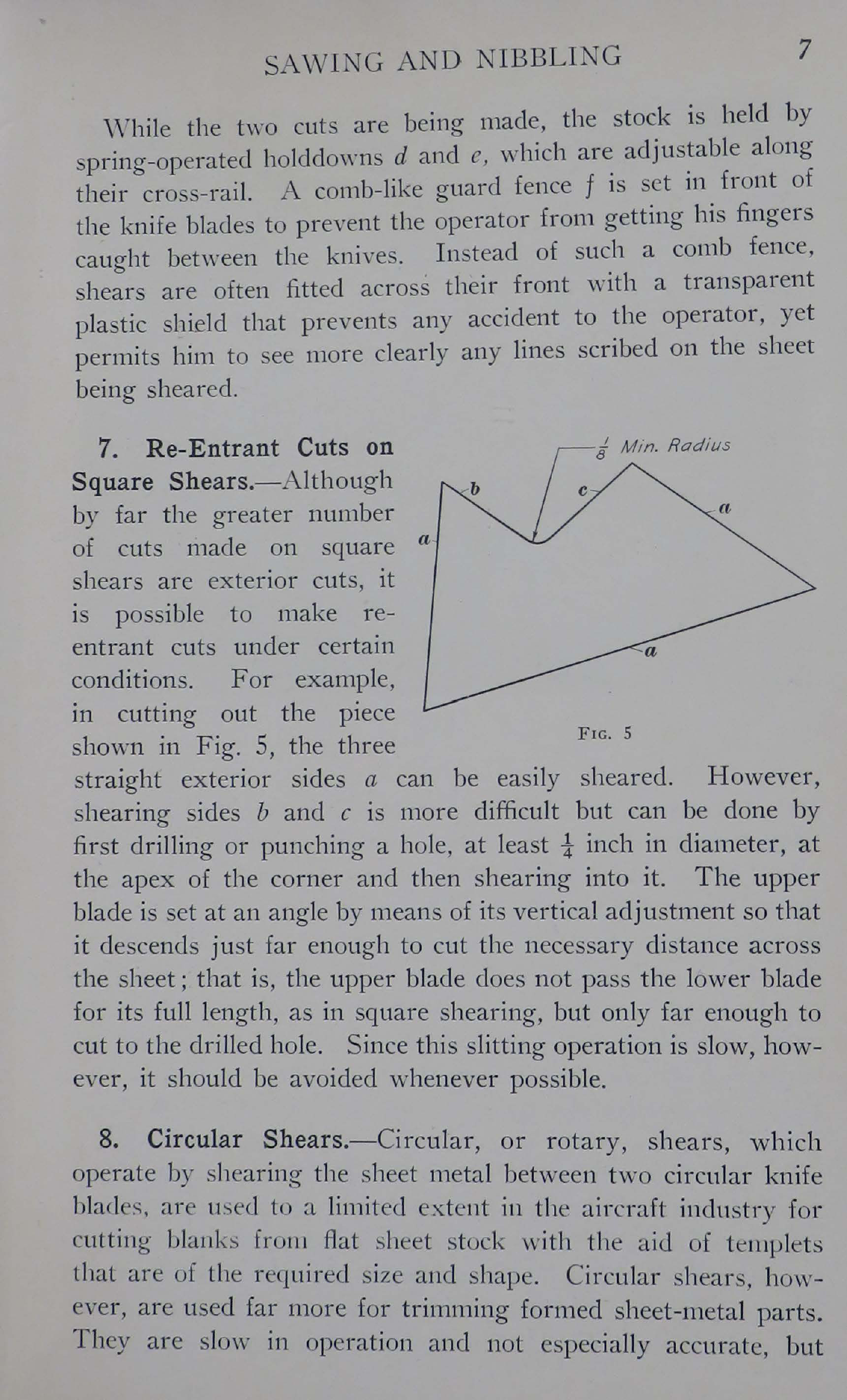 Sample page 9 from AirCorps Library document: Blanking and Punching - Blanking by Shearing, Sawing, and Nibbling - Bureau of Aeronautics