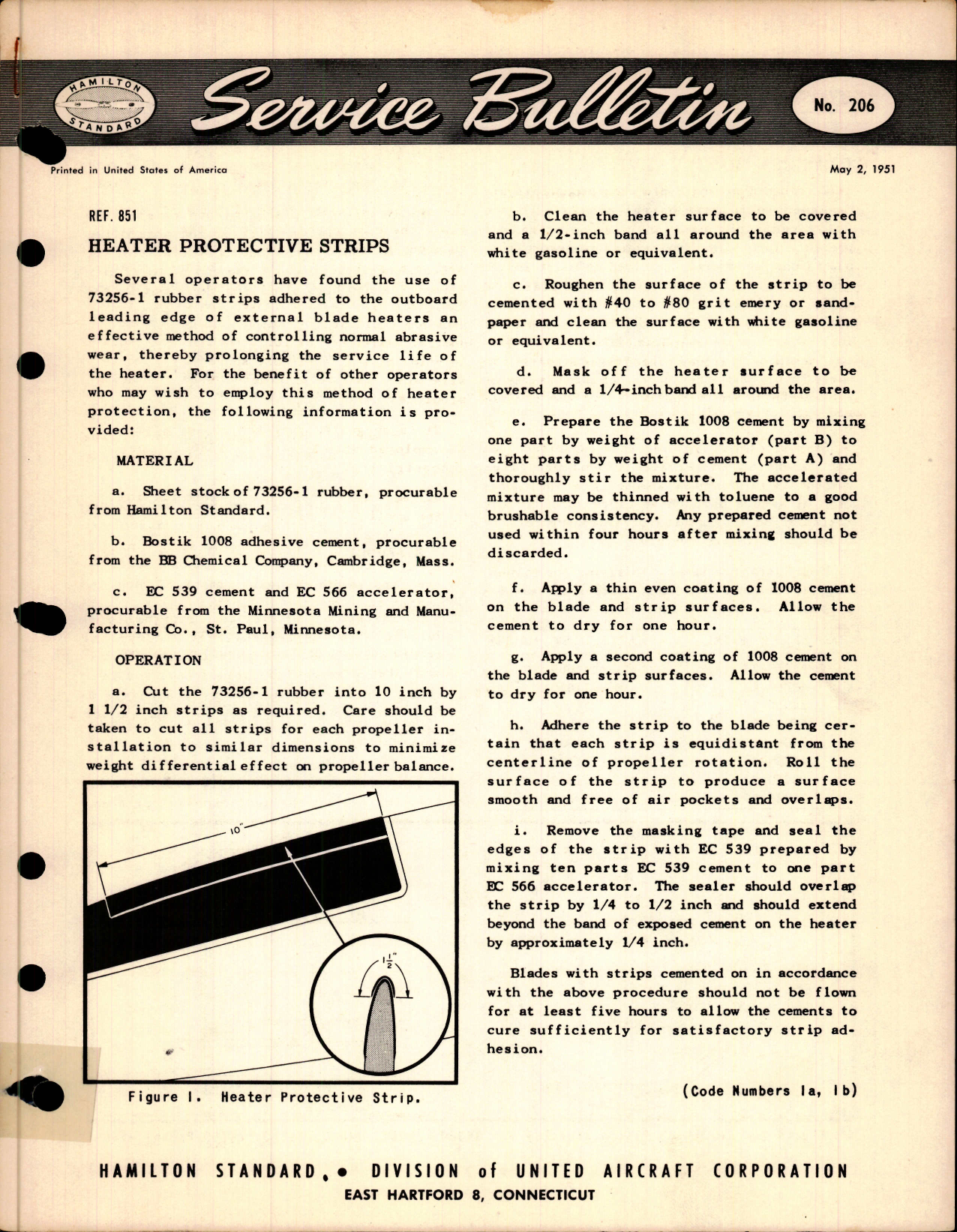 Sample page 1 from AirCorps Library document: Heater Protective Strips, Ref 851