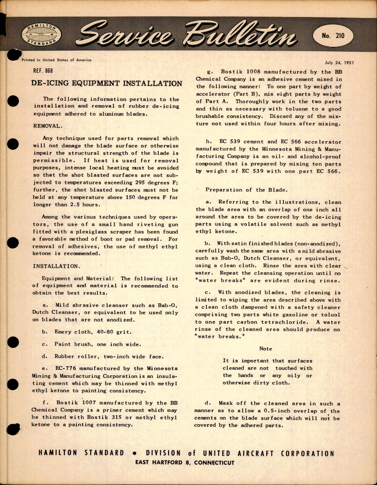 Sample page 1 from AirCorps Library document: De-Icing Equipment Installation, Ref 868