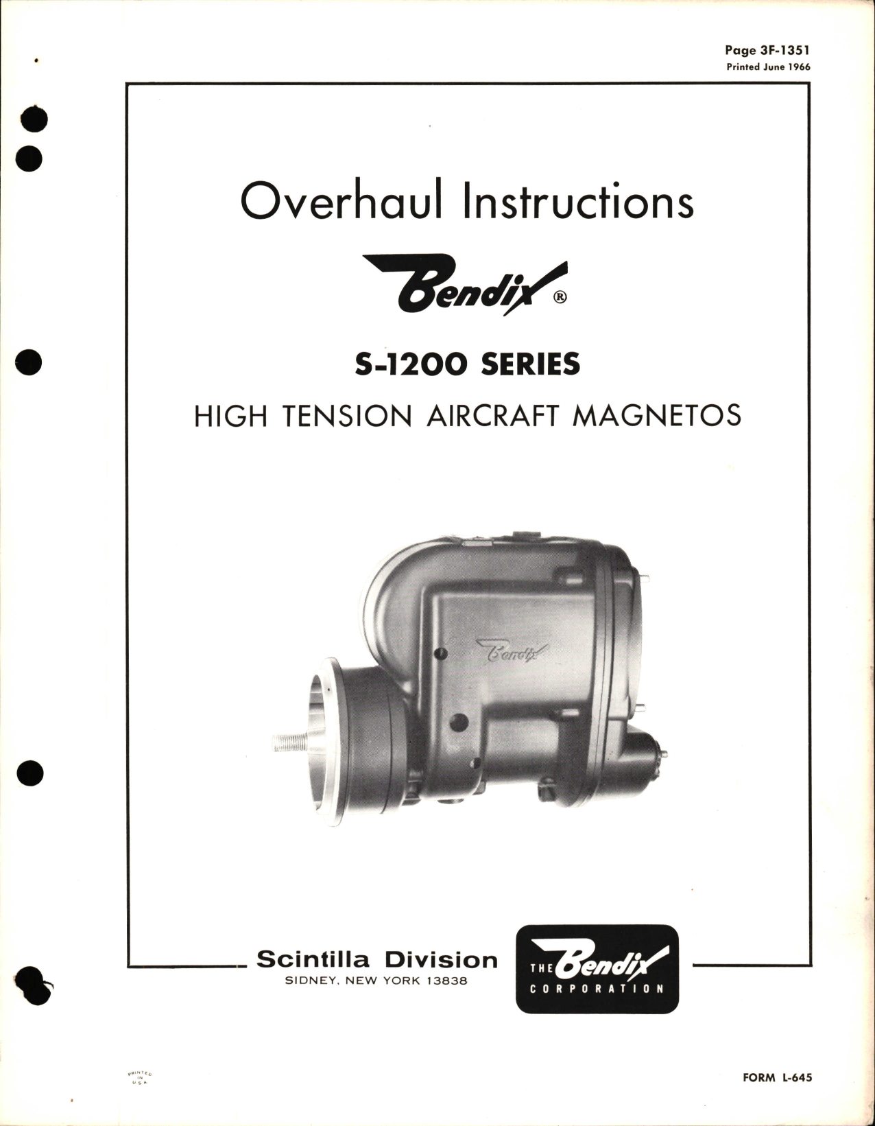 Sample page 1 from AirCorps Library document: Overhaul Instructions for S-1200 Series High Tension Aircraft Magnetos