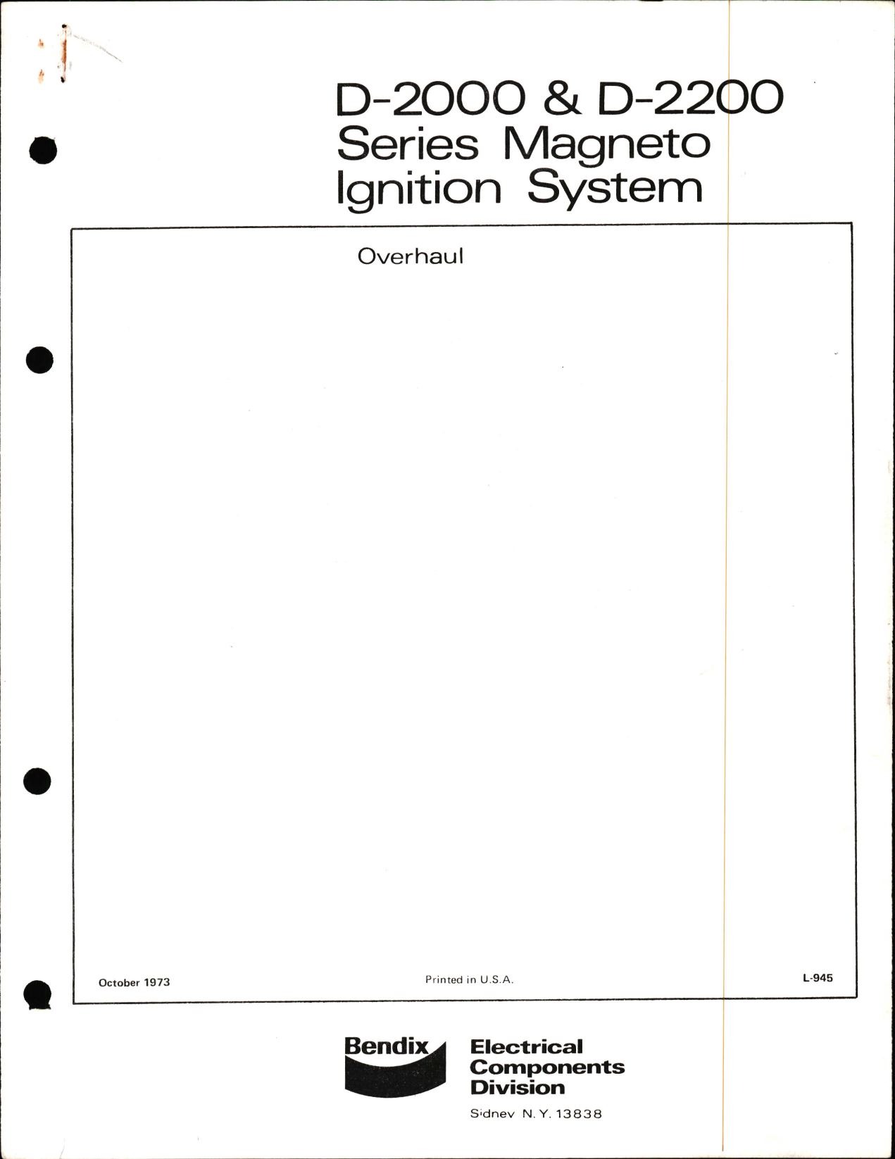 Sample page 1 from AirCorps Library document: Overhaul, D-2000, D-2200, Magneto Ignition System