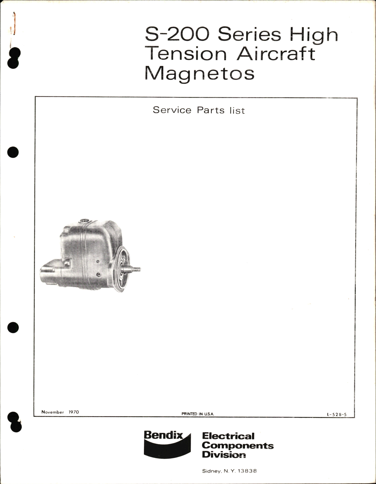 Sample page 1 from AirCorps Library document: Service Parts List for S-200 Series High Tension Aircraft Magnetos