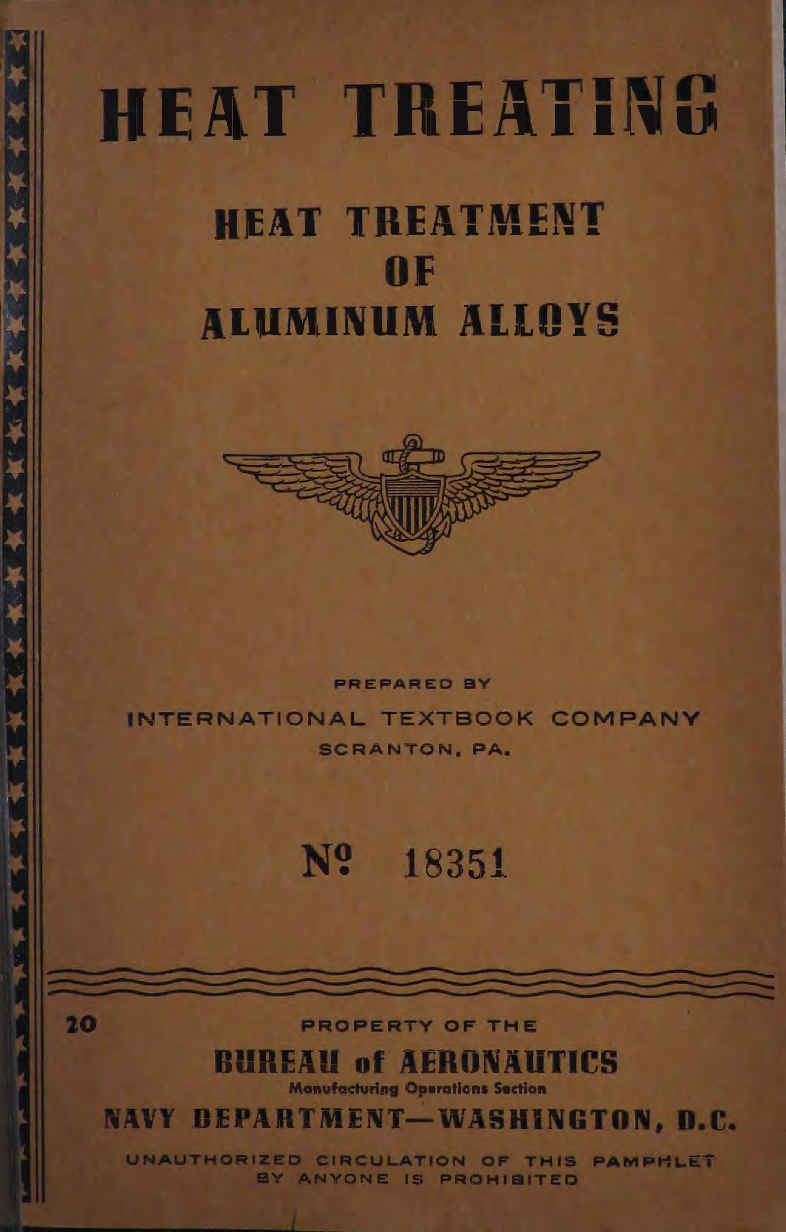 Sample page 1 from AirCorps Library document: Heat Treating - Heat Treatment of Aluminum Alloys - Bureau of Aeronautics