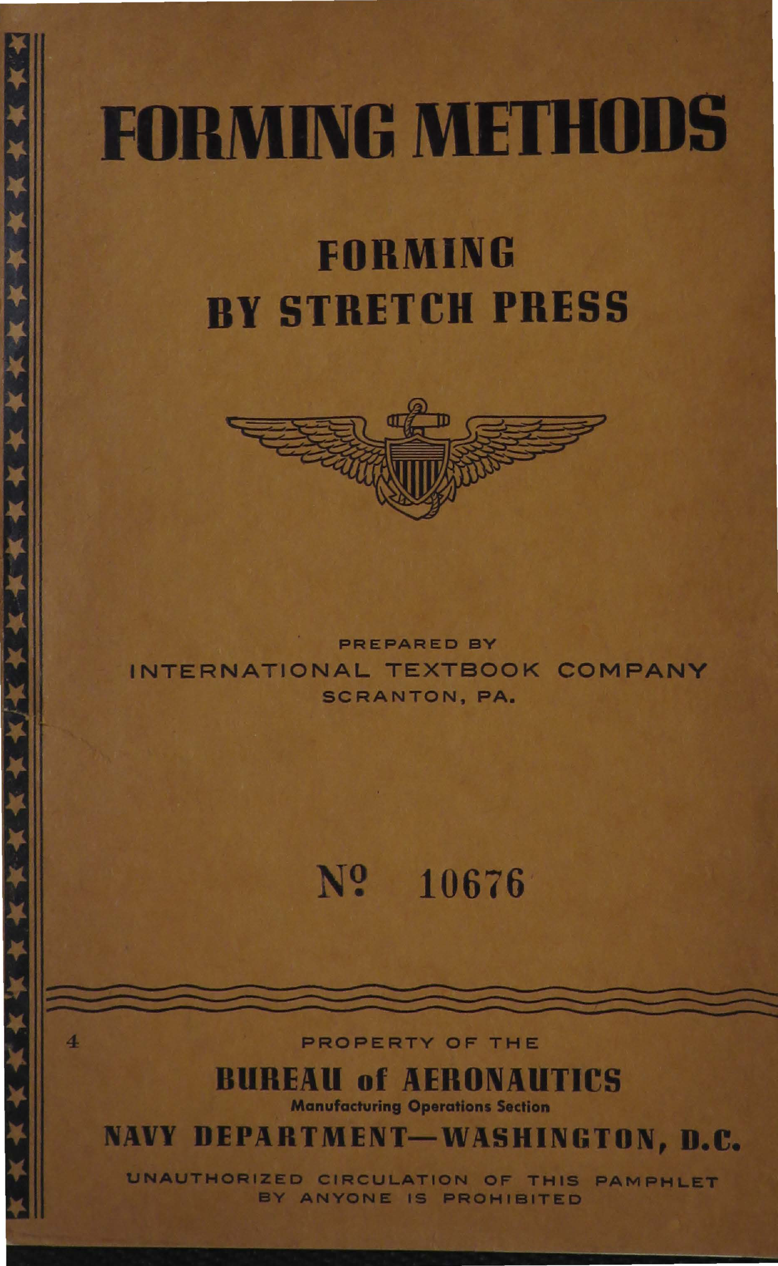 Sample page 1 from AirCorps Library document: Forming Methods - Forming by Stretch Press - Bureau of Aeronautics