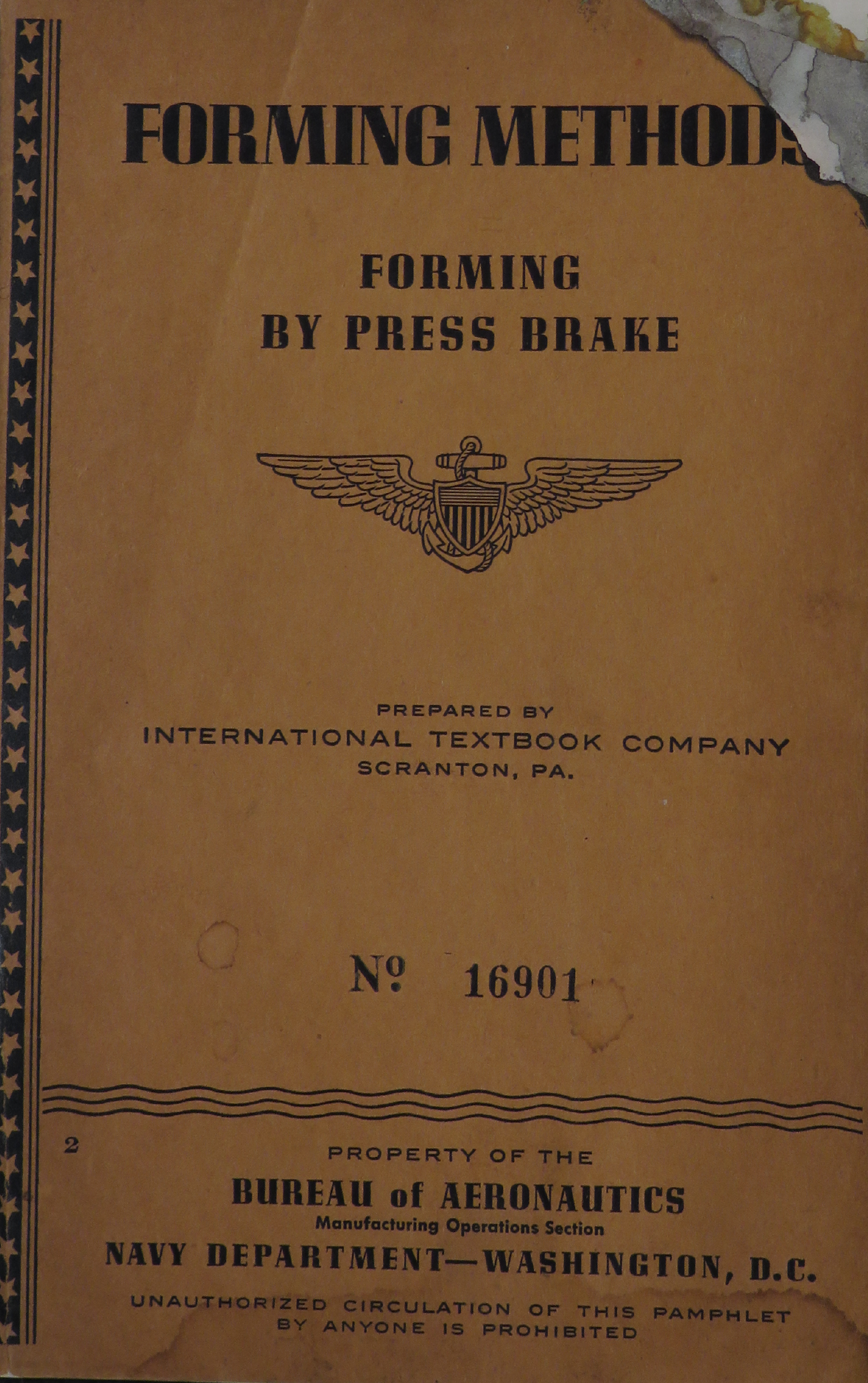 Sample page 1 from AirCorps Library document: Forming Methods - Forming by Press Brake - Bureau of Aeronautics