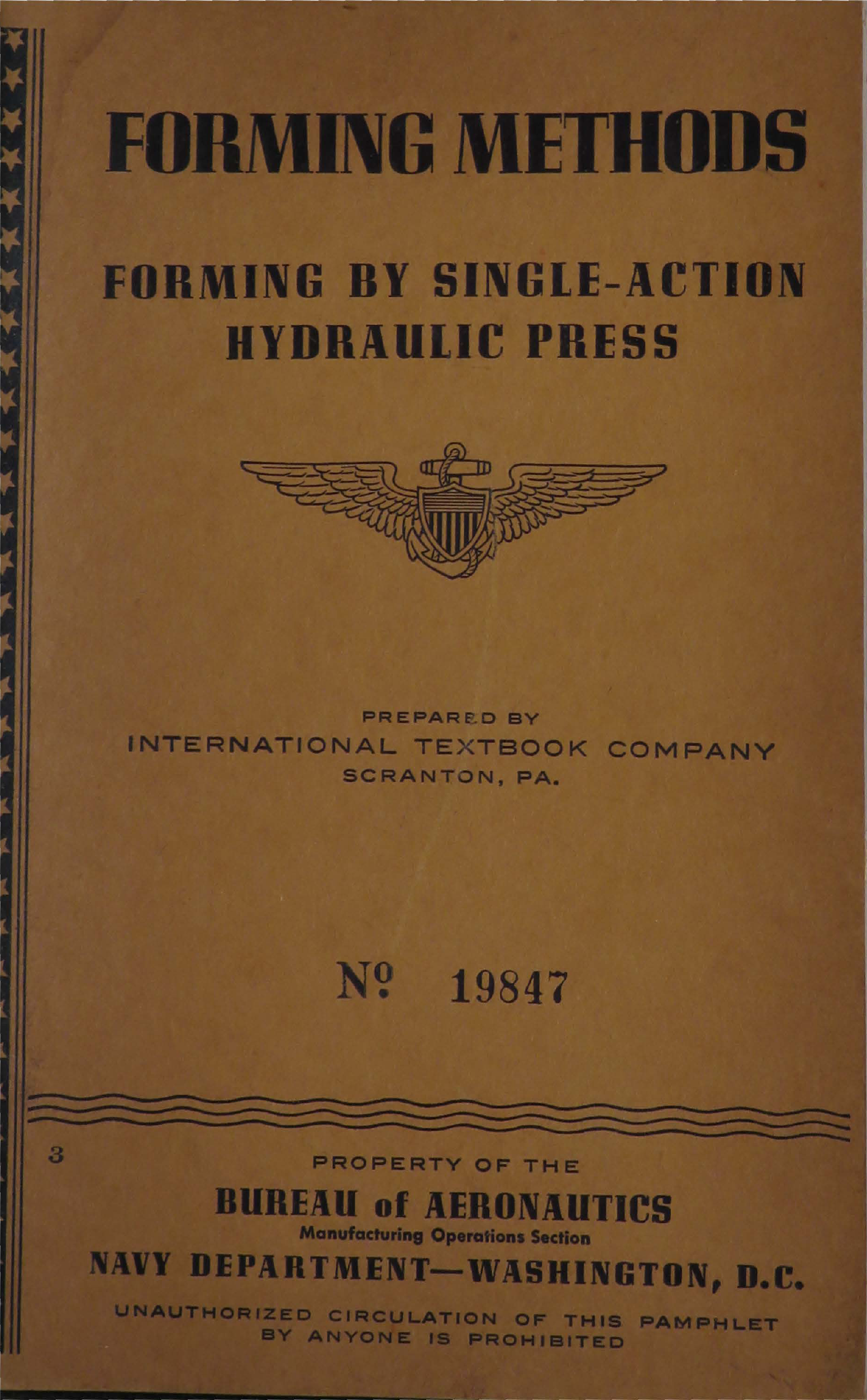 Sample page 1 from AirCorps Library document: Forming Methods - Forming by Single-Action Hydraulic Press - Bureau of Aeronautics