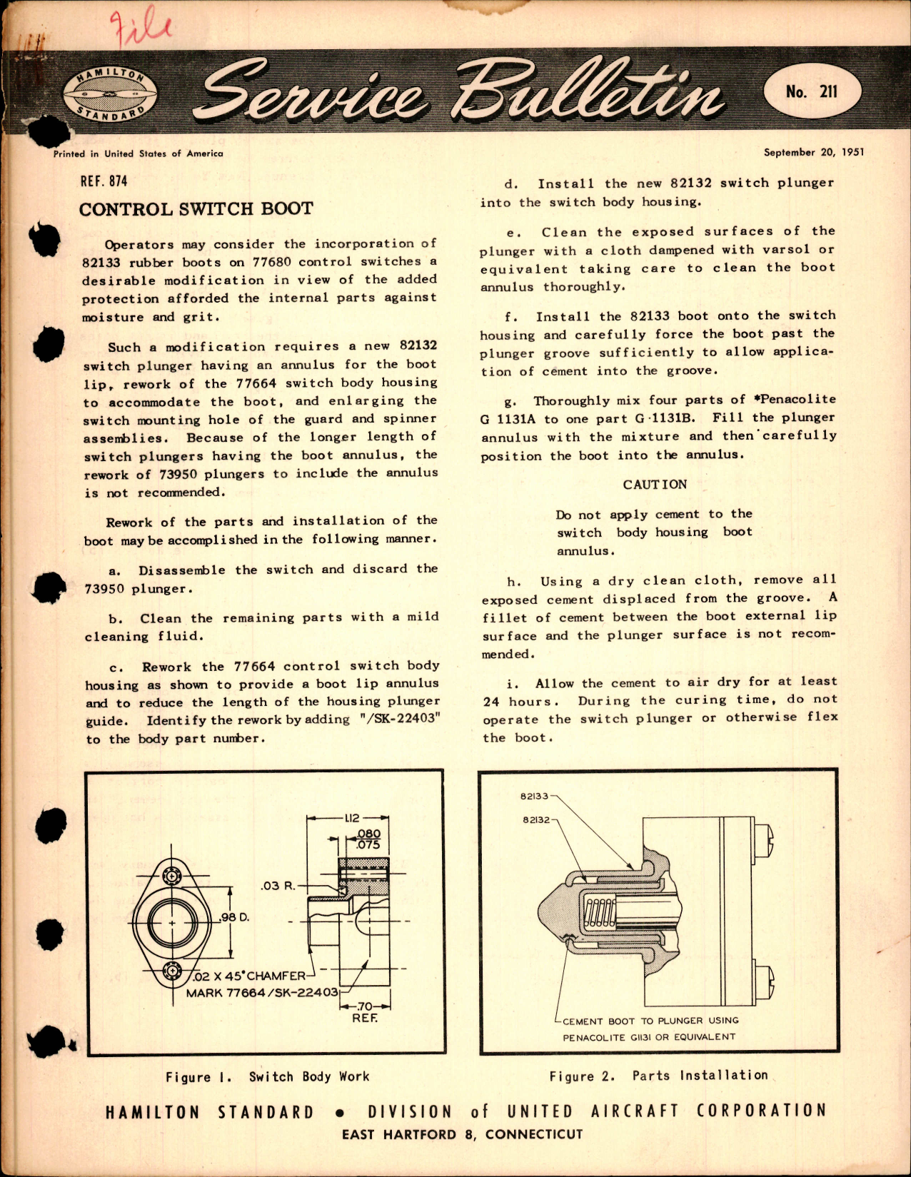 Sample page 1 from AirCorps Library document: Control Switch Boot, Ref 874