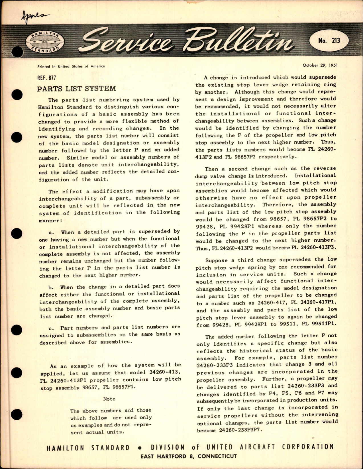 Sample page 1 from AirCorps Library document: Parts List System, Ref 877