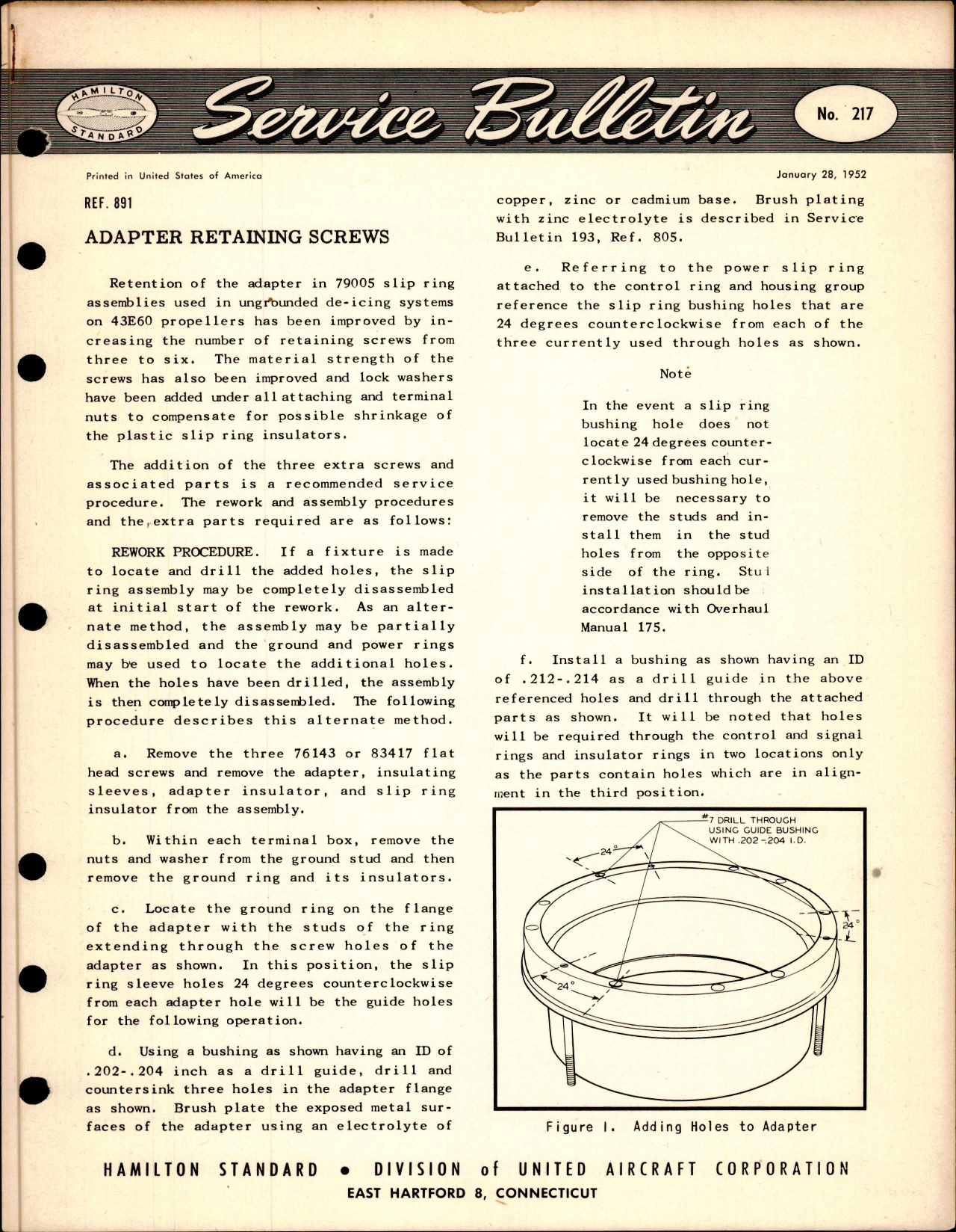 Sample page 1 from AirCorps Library document: Adapter Retaining Screws, Ref 891