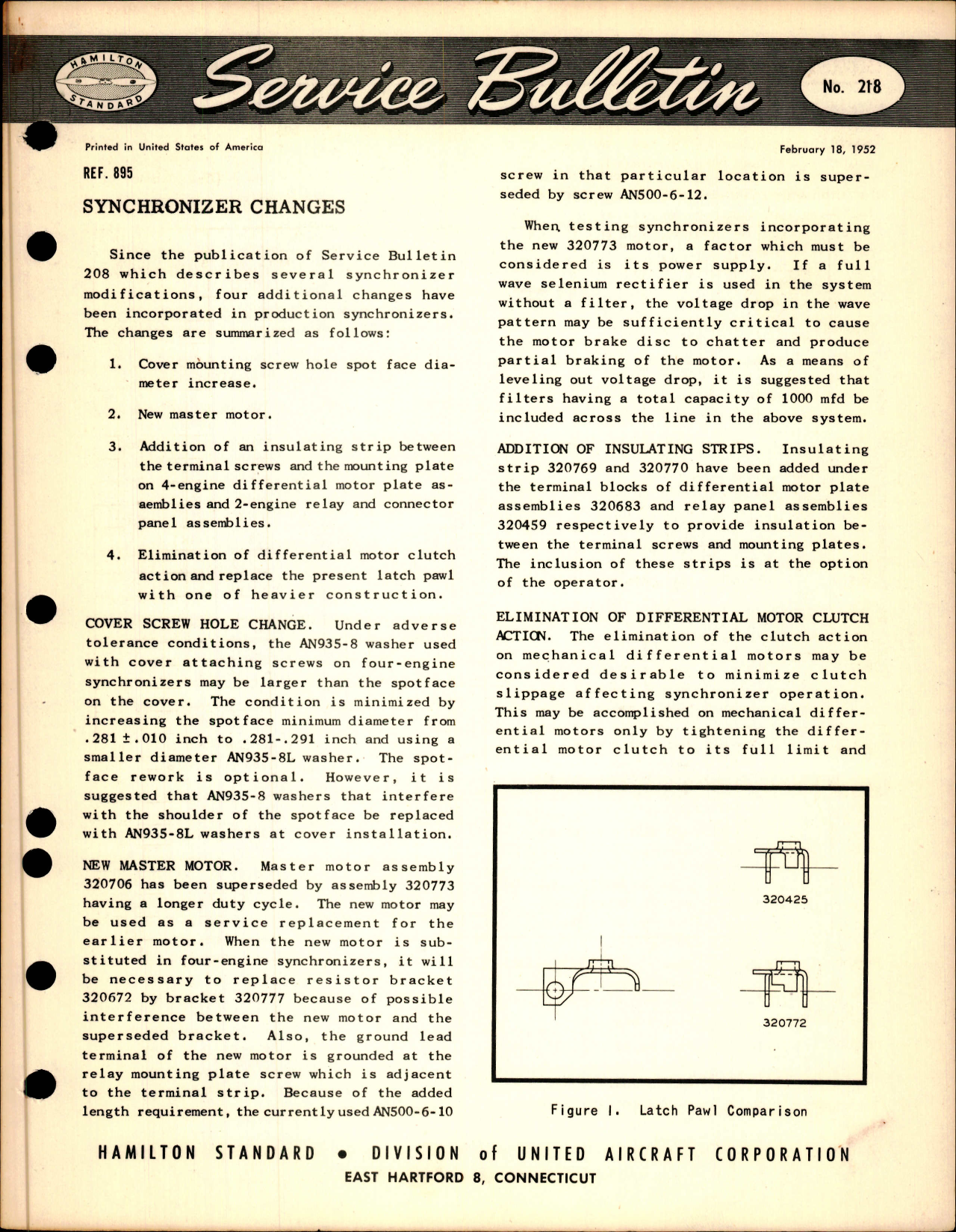Sample page 1 from AirCorps Library document: Synchronizer Changes, Ref 895