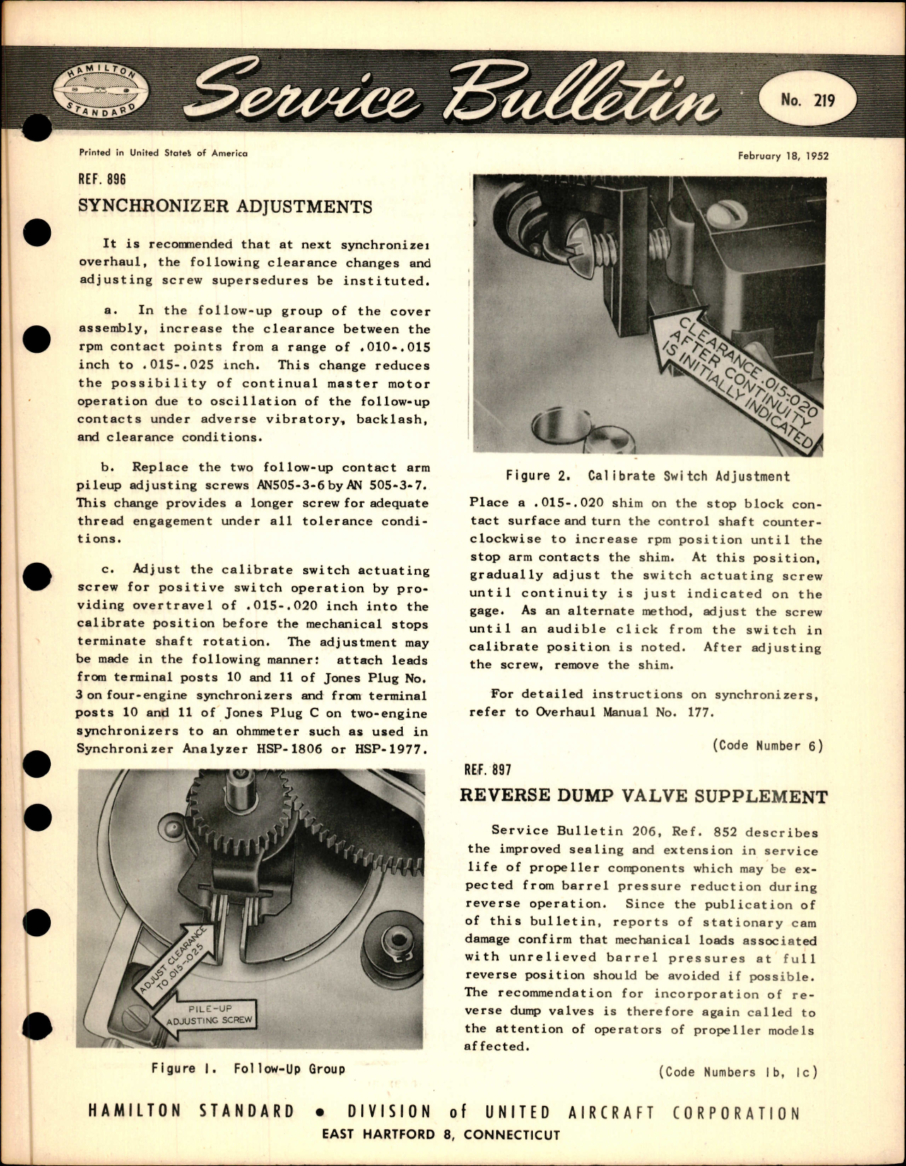 Sample page 1 from AirCorps Library document: Synchronizer Adjustments, Ref 896