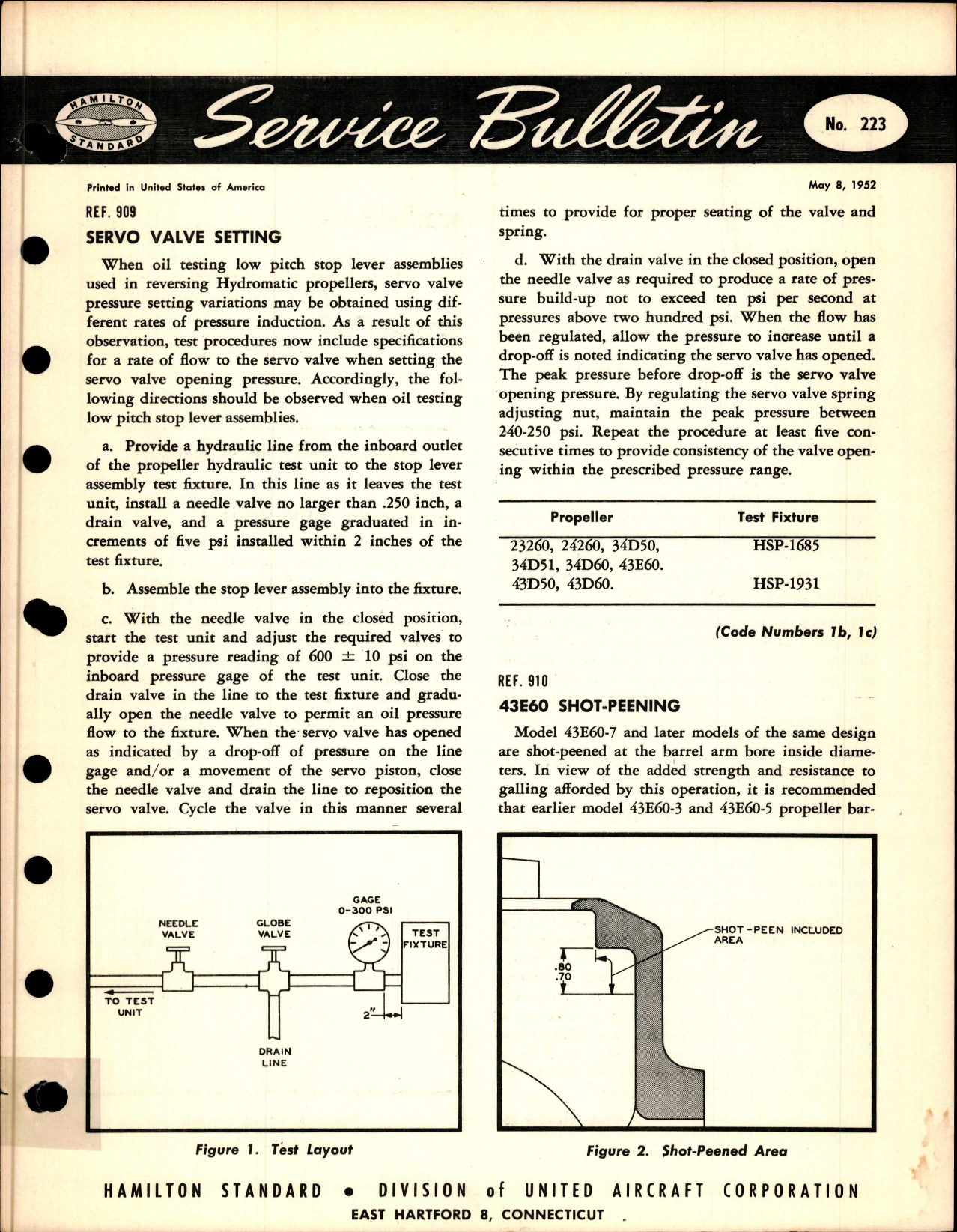 Sample page 1 from AirCorps Library document: Servo Valve Setting, Ref 909