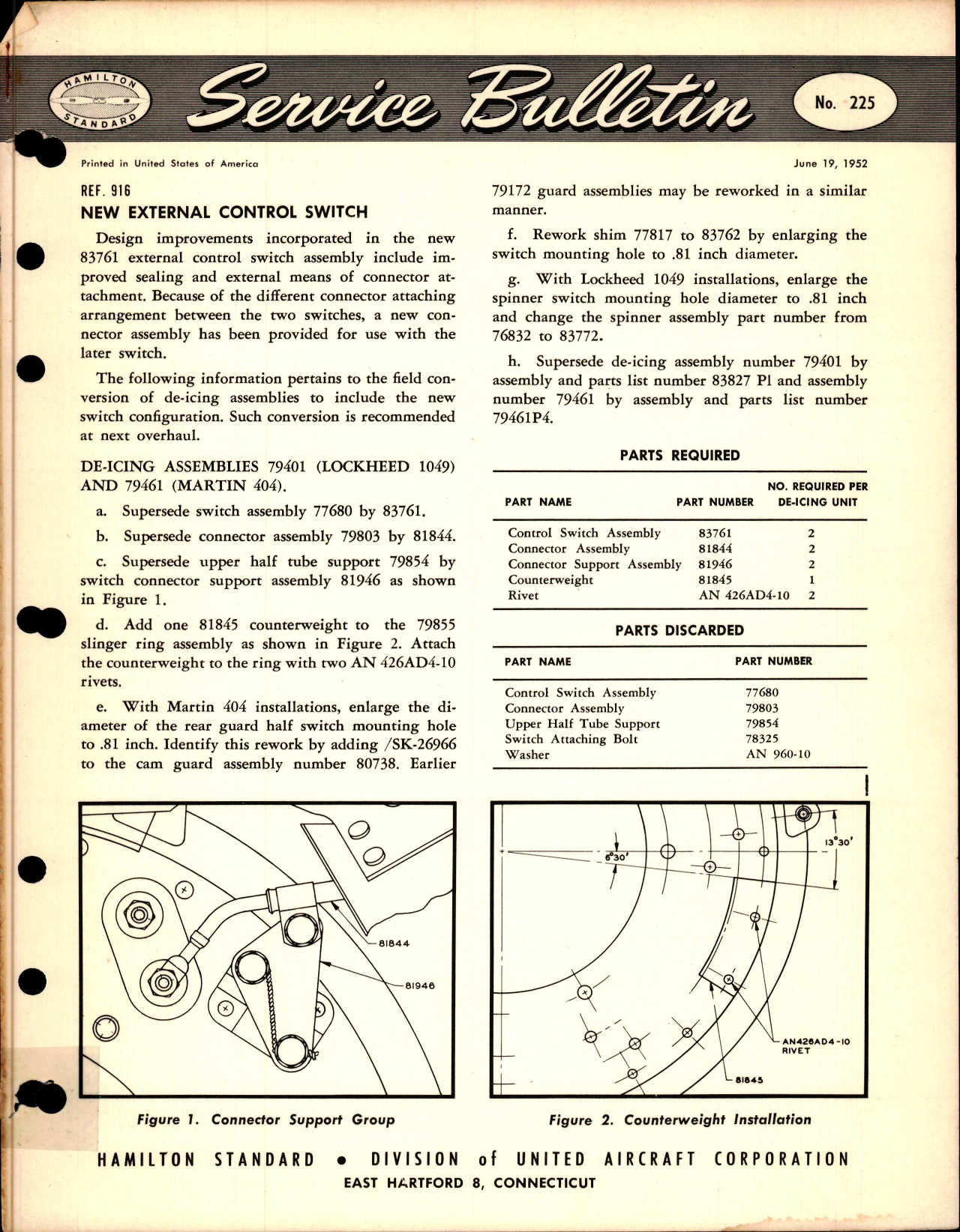 Sample page 1 from AirCorps Library document: New External Control Switch, Ref 916
