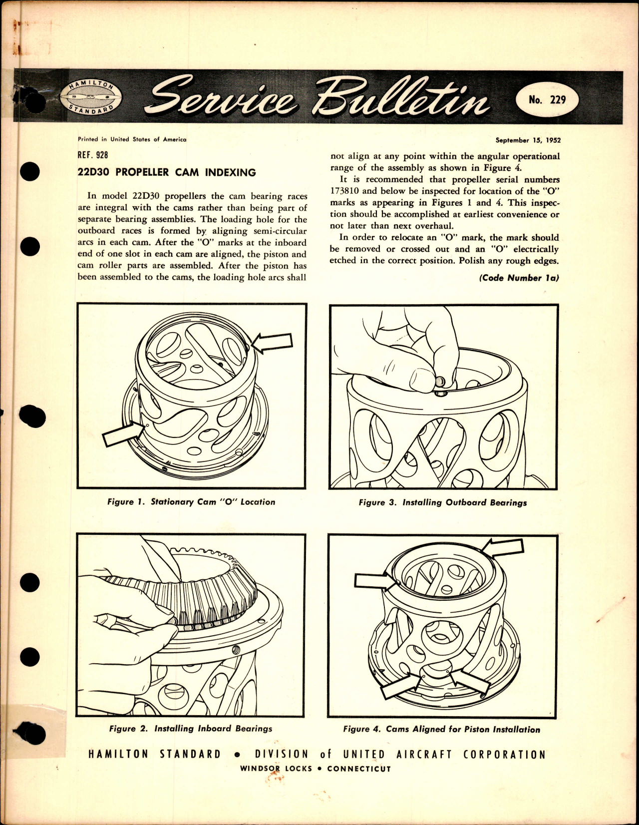 Sample page 1 from AirCorps Library document: 22D30 Propeller Cam Indexing, Ref 928