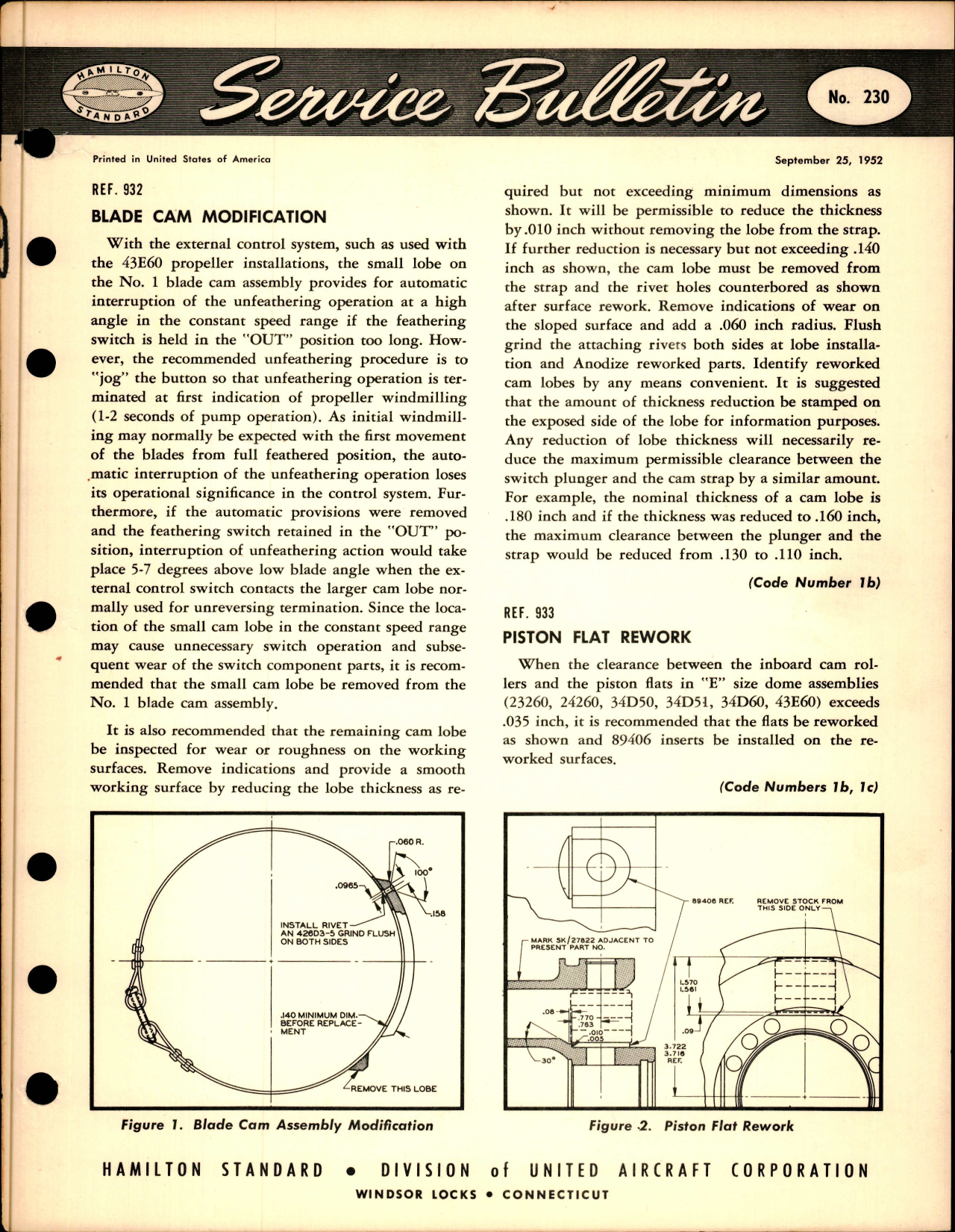 Sample page 1 from AirCorps Library document: Blade Cam Modification, Ref 932