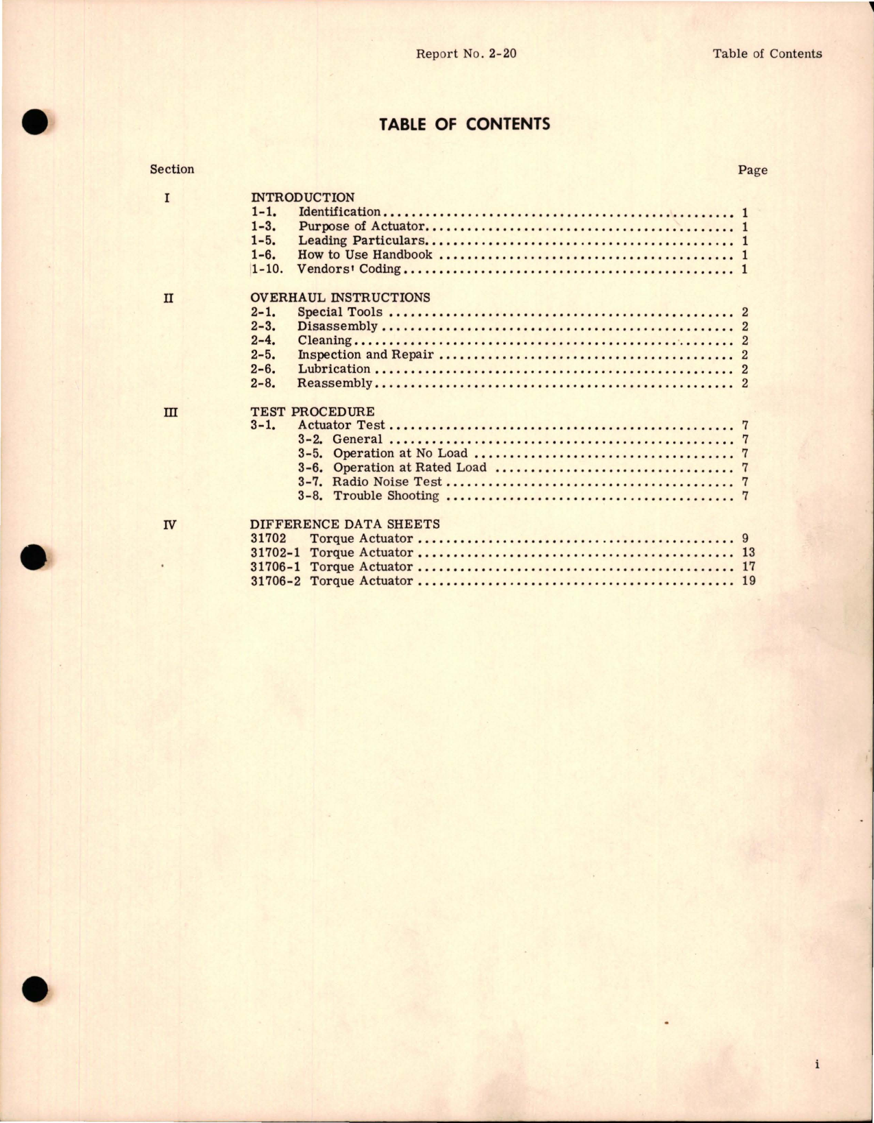 Sample page 5 from AirCorps Library document: Overhaul Manual Torque Actuators - Parts 31702, 31702-1, 31706, 31706-1, and 31706-2