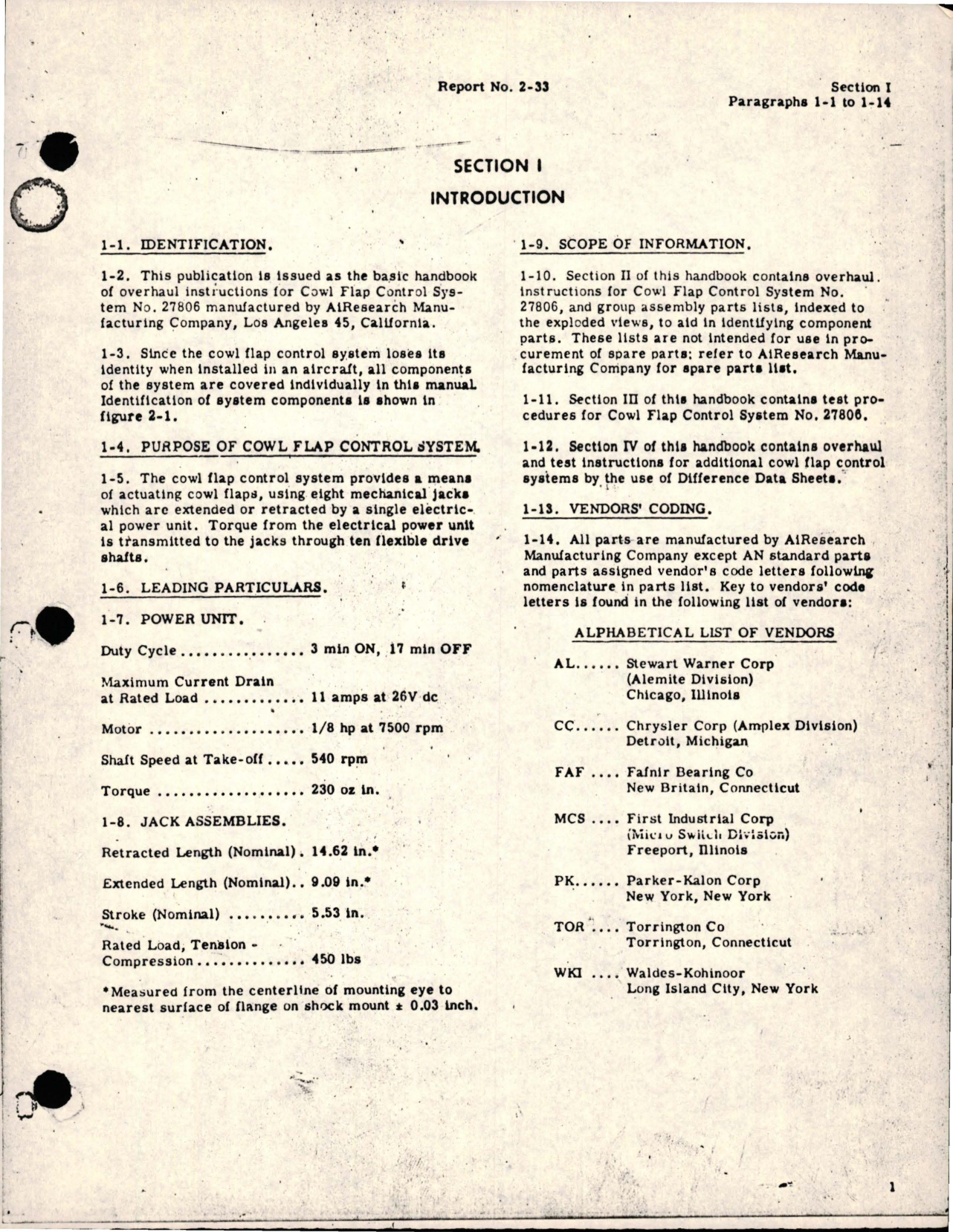 Sample page 5 from AirCorps Library document: Overhaul Manual for Cowl Flap Control Systems - Parts 27806, 28838-1, 28838