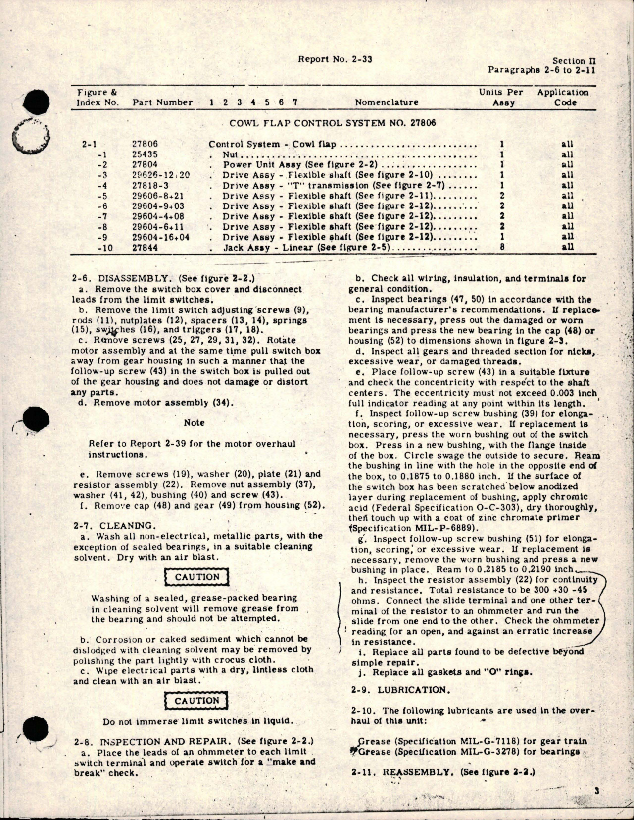 Sample page 7 from AirCorps Library document: Overhaul Manual for Cowl Flap Control Systems - Parts 27806, 28838-1, 28838