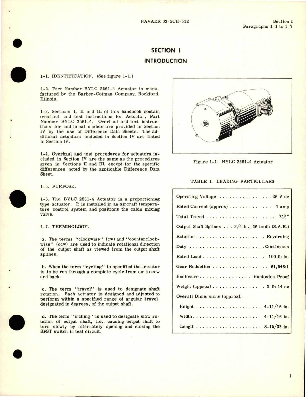 Sample page 5 from AirCorps Library document: Overhaul Instructions for Actuators - Parts BYLC 2561-4, BYLC 2218-1, and BYLC 2307-1