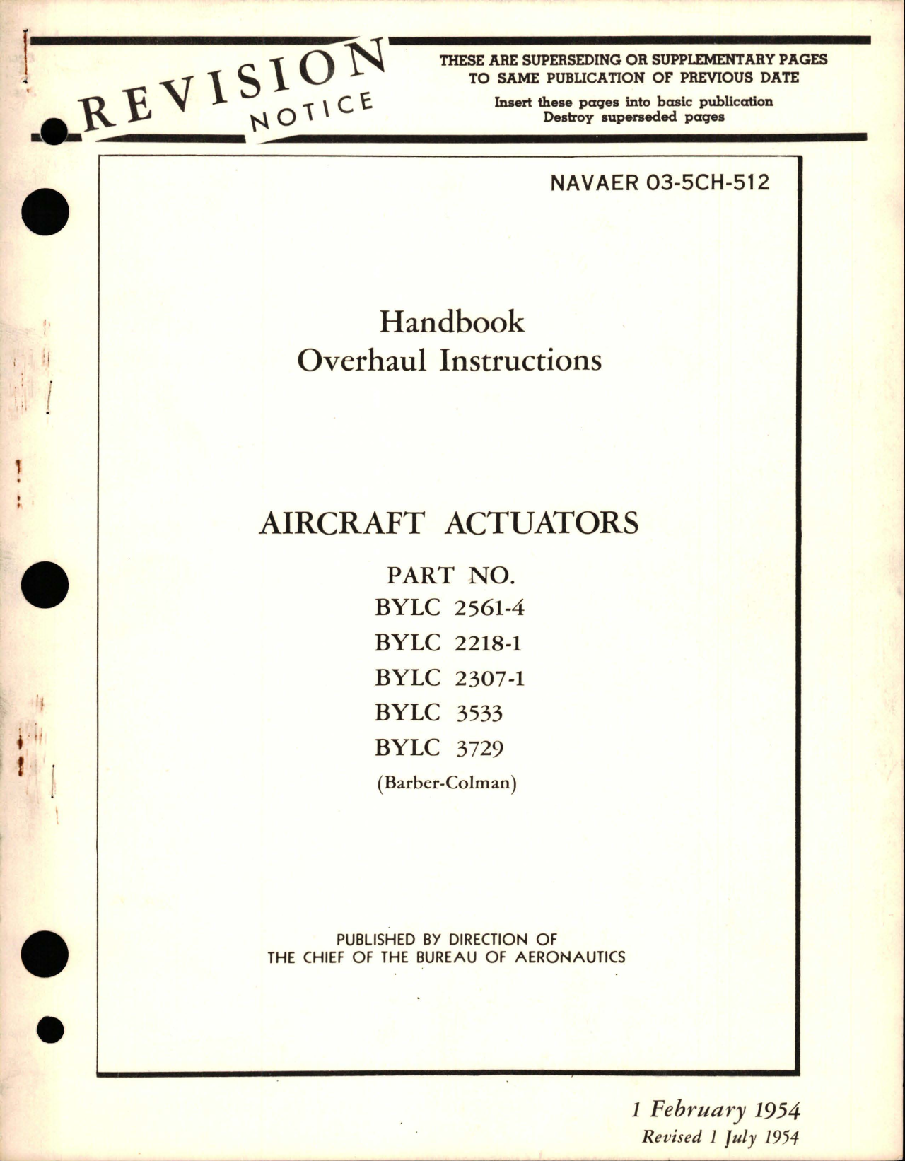 Sample page 1 from AirCorps Library document: Overhaul Instructions for Actuators  