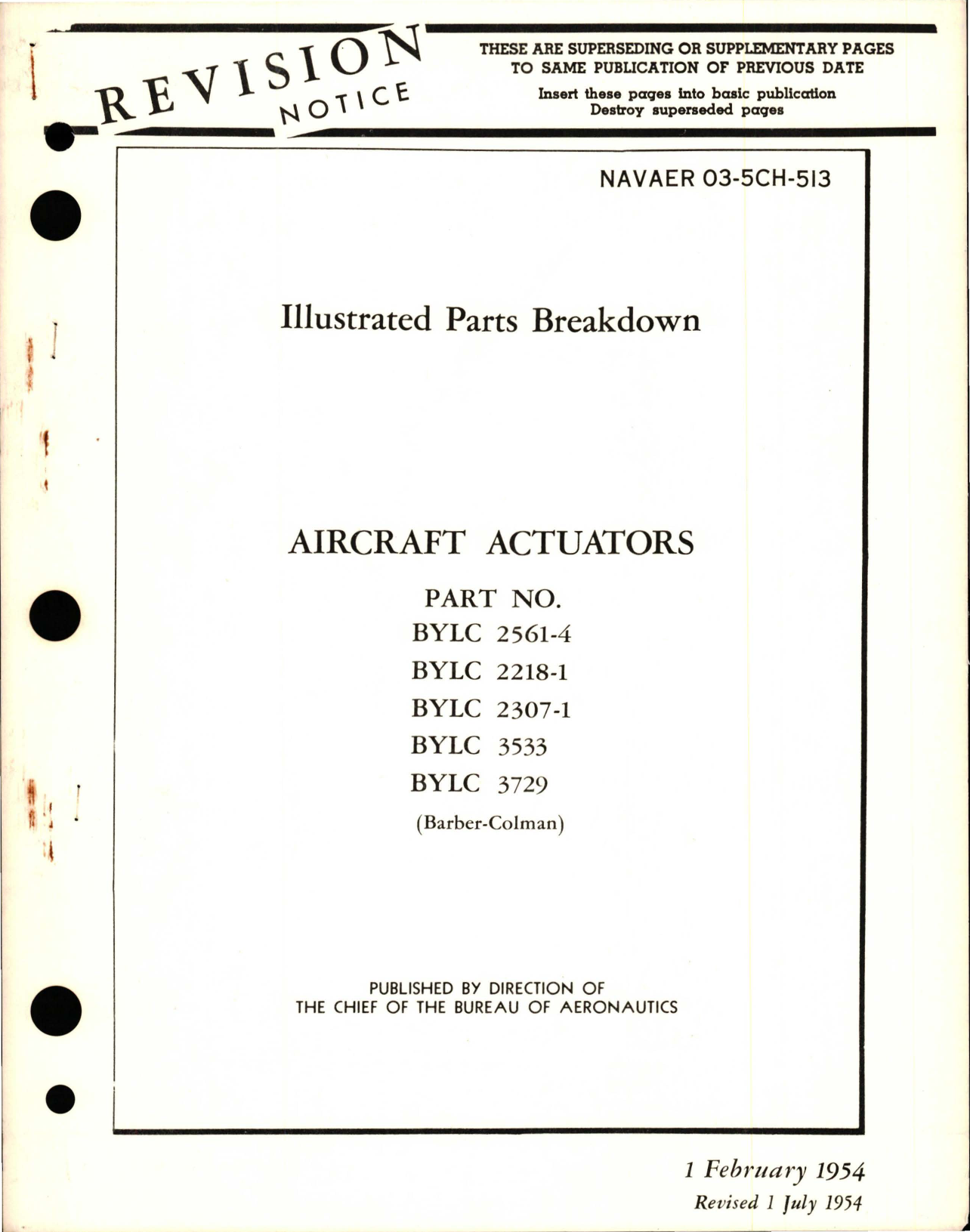 Sample page 1 from AirCorps Library document: Illustrated Parts Breakdown for Actuators 