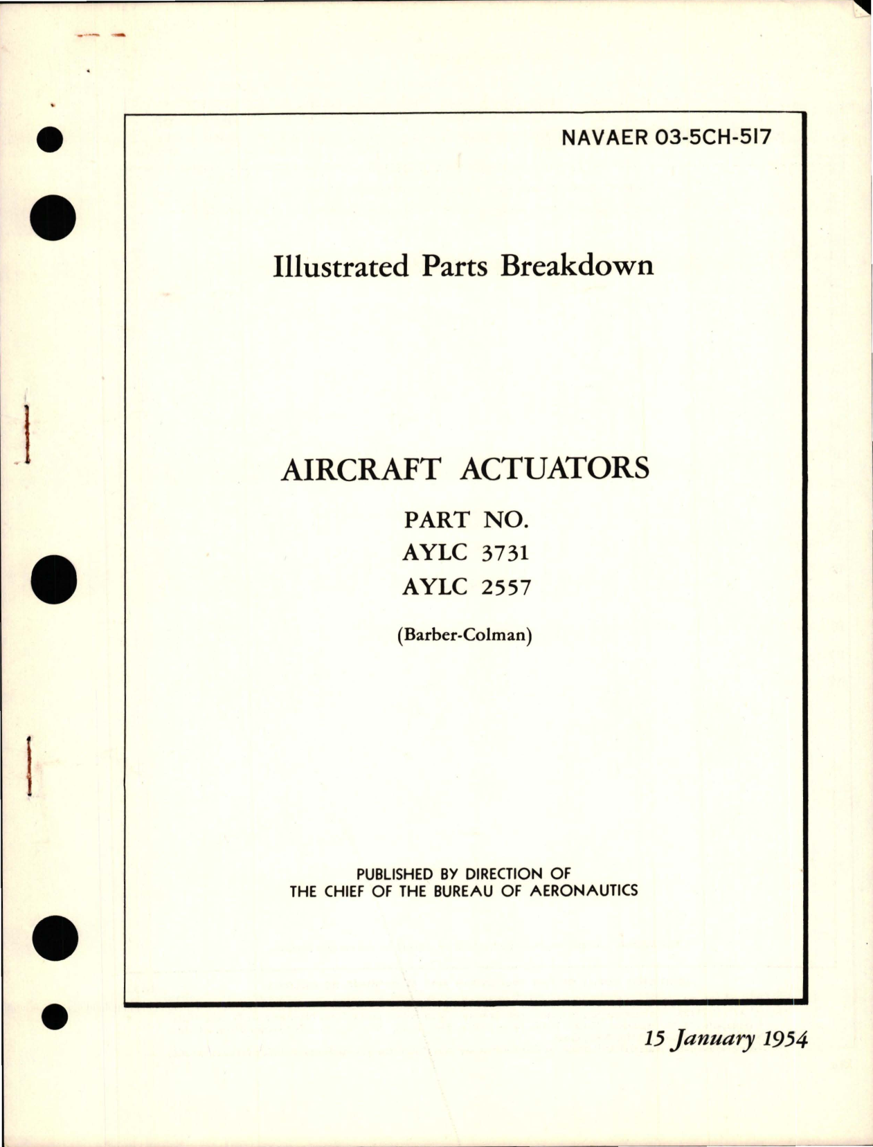 Sample page 1 from AirCorps Library document: Illustrated Parts Breakdown for Actuators - Parts AYLC 3731, AYLC 2557