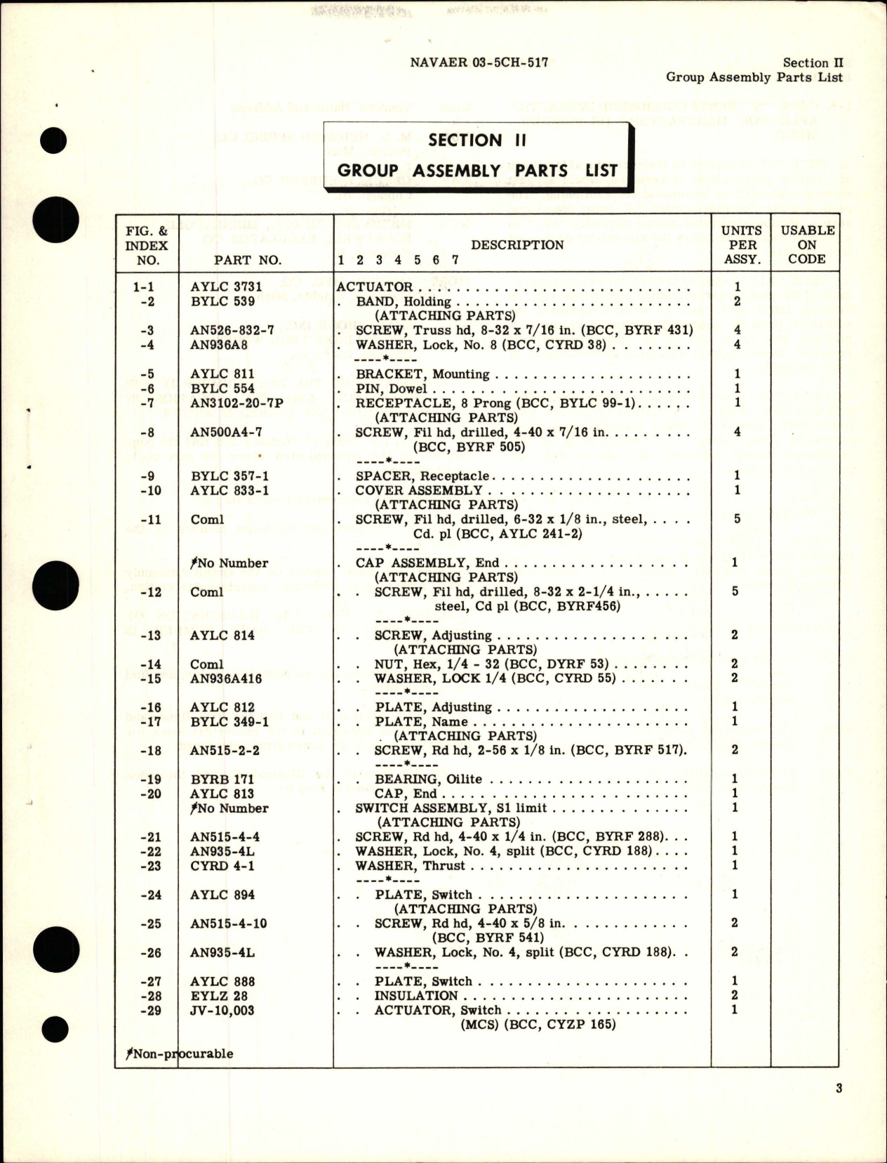 Sample page 7 from AirCorps Library document: Illustrated Parts Breakdown for Actuators - Parts AYLC 3731, AYLC 2557