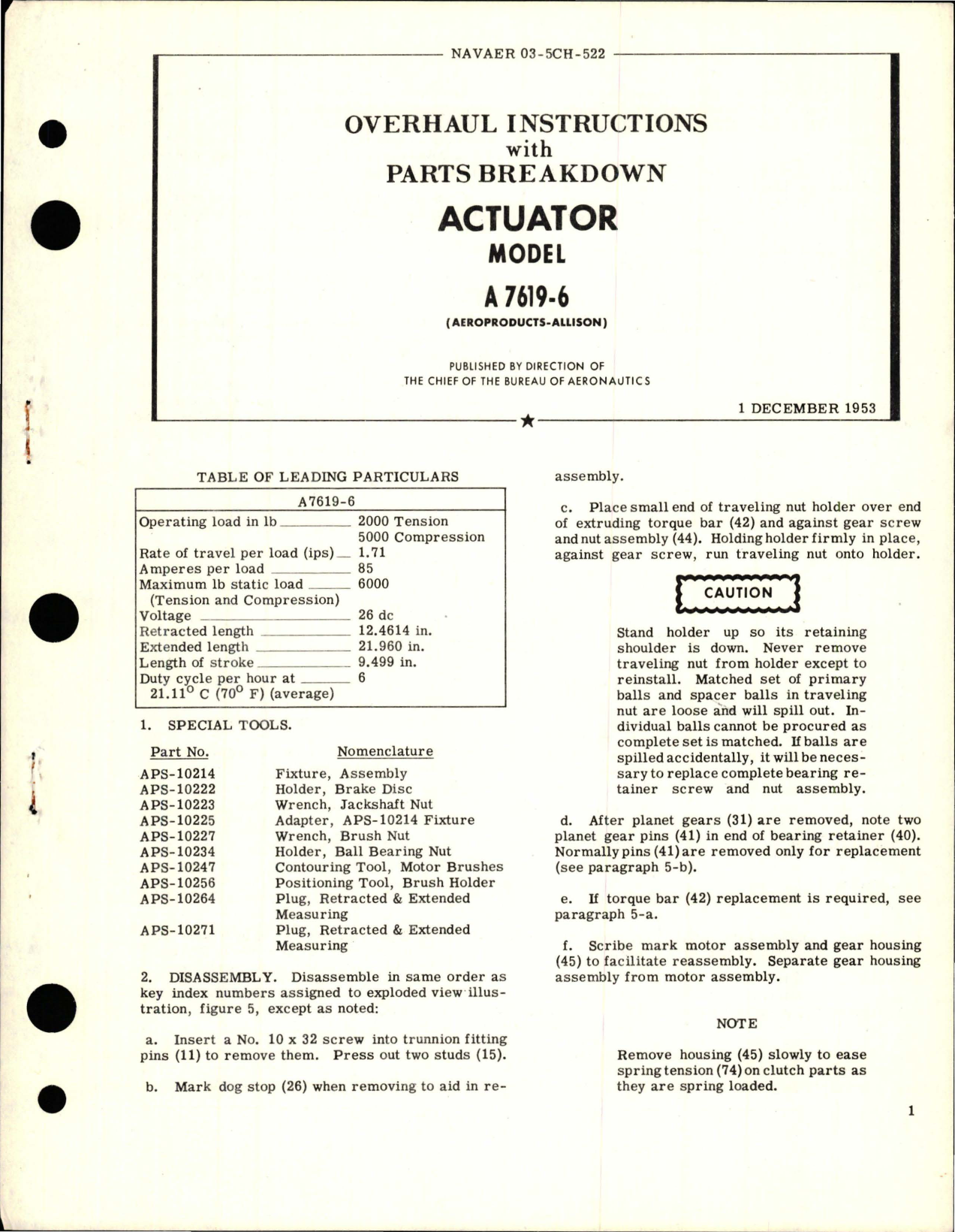 Sample page 1 from AirCorps Library document: Overhaul Instructions with Parts Breakdown for Actuator - Model A 7619-6