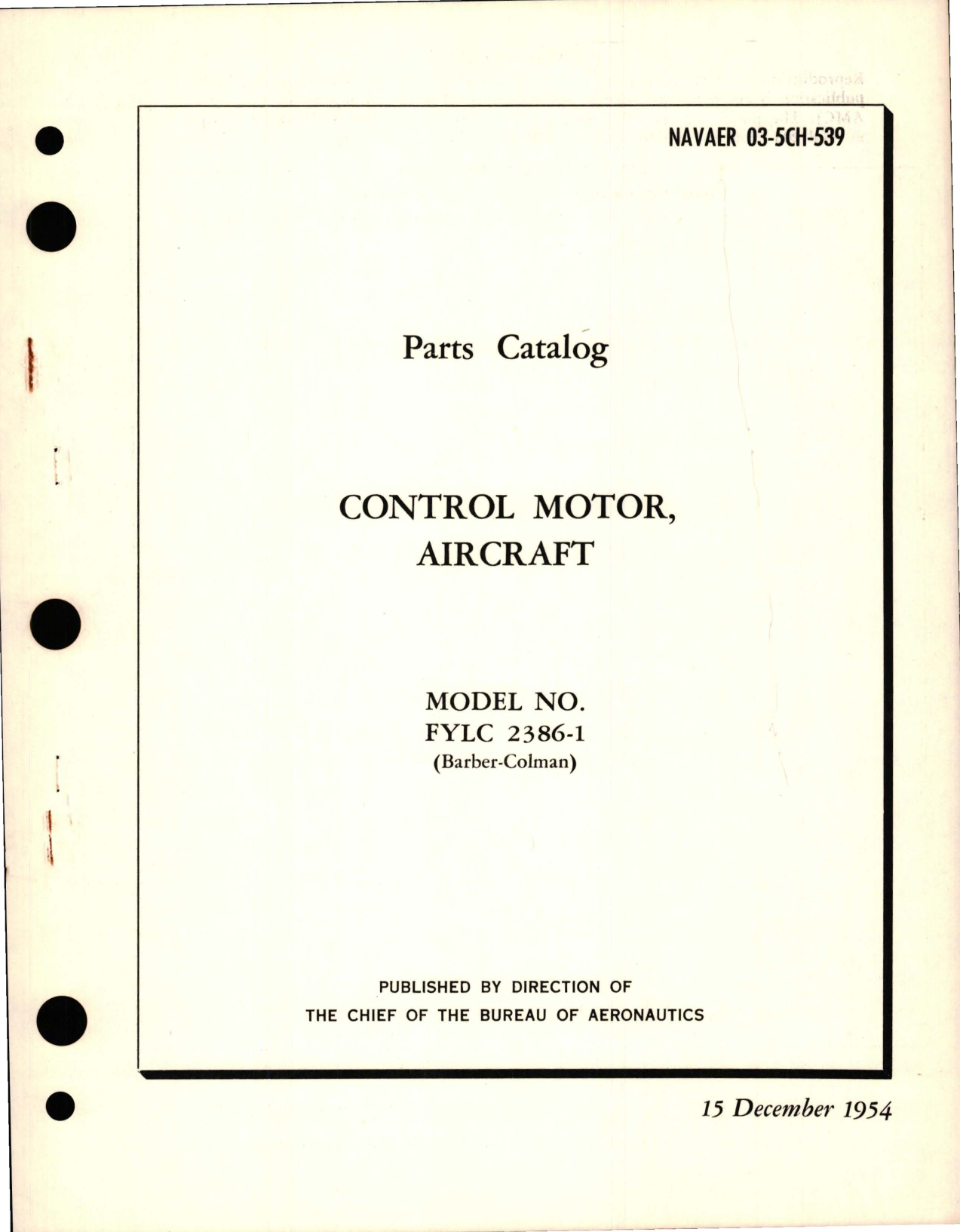 Sample page 1 from AirCorps Library document: Parts Catalog for Control Motor - Model FYLC 2386-1