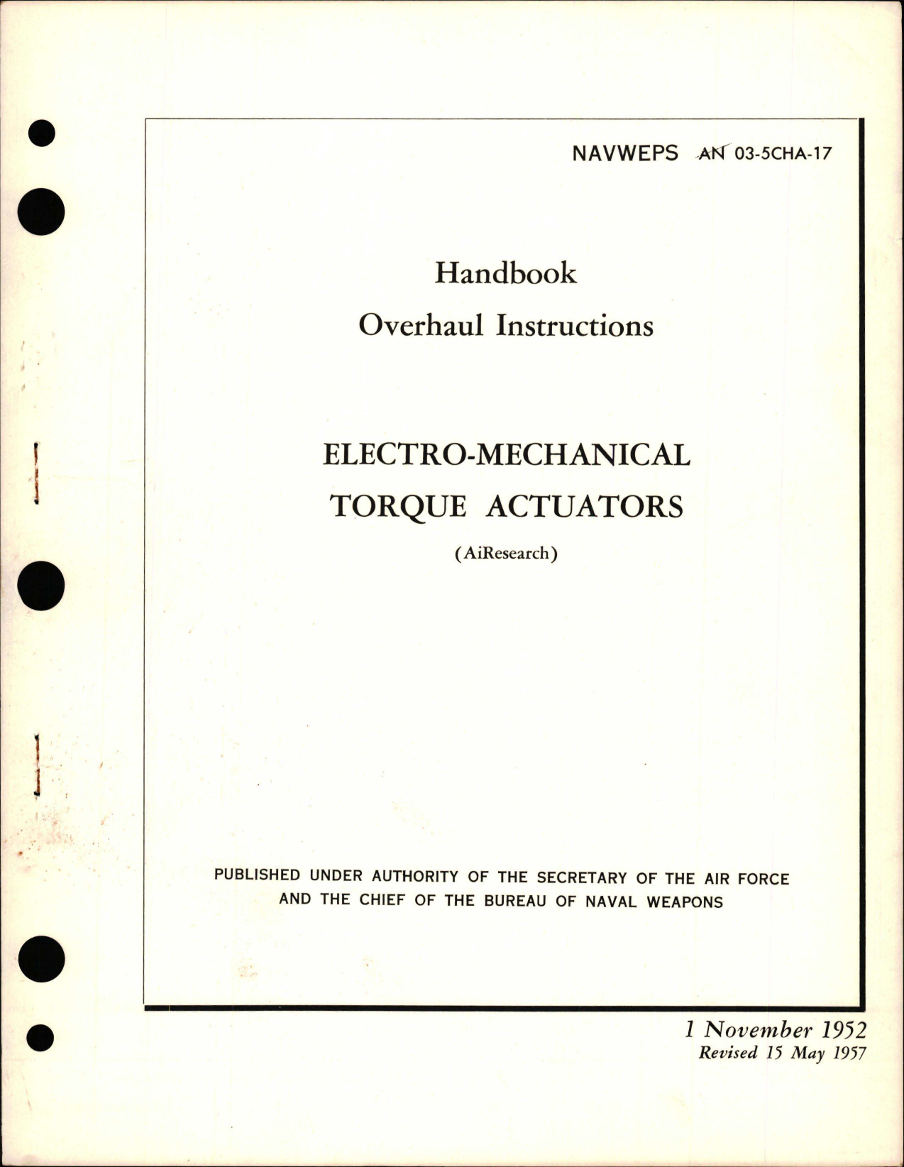 Sample page 1 from AirCorps Library document: Overhaul Instructions for Electro-Mechanical Torque Actuators 