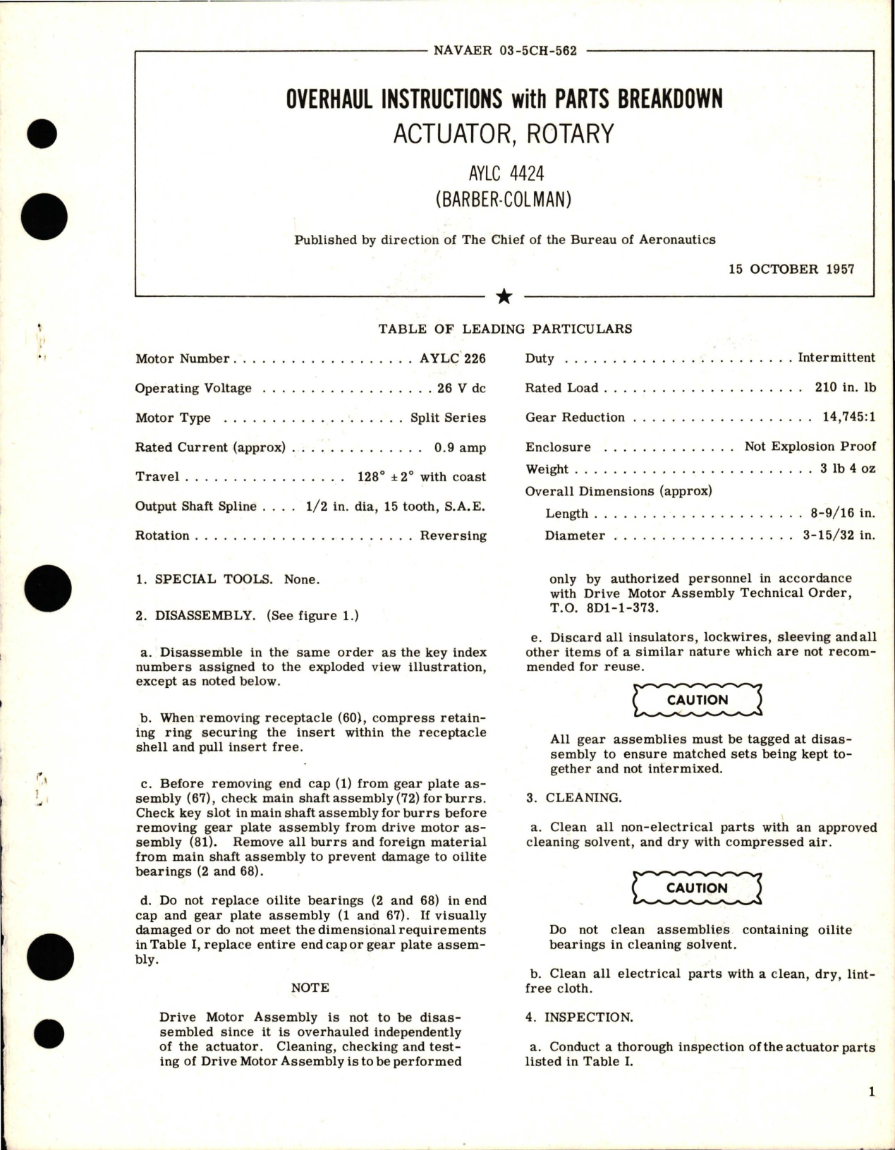 Sample page 1 from AirCorps Library document: Overhaul Instructions with Parts Breakdown for Rotary Actuator - AYLC 4424