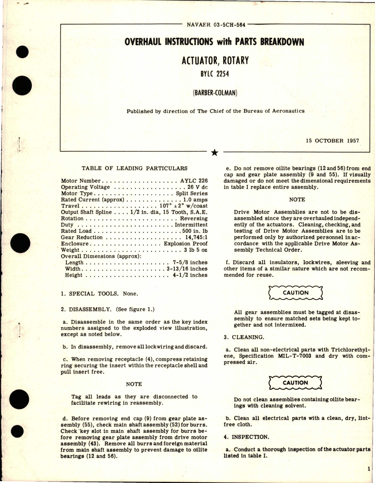 Sample page 1 from AirCorps Library document: Overhaul Instructions with Parts Breakdown for Rotary Actuator - BYLC 2254