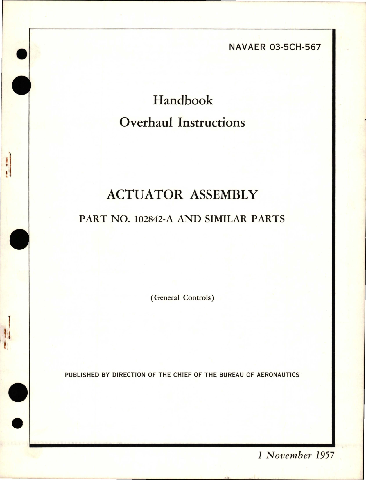 Sample page 1 from AirCorps Library document: Overhaul Instructions for Actuator Assembly - Part 102842-A and Similar Parts