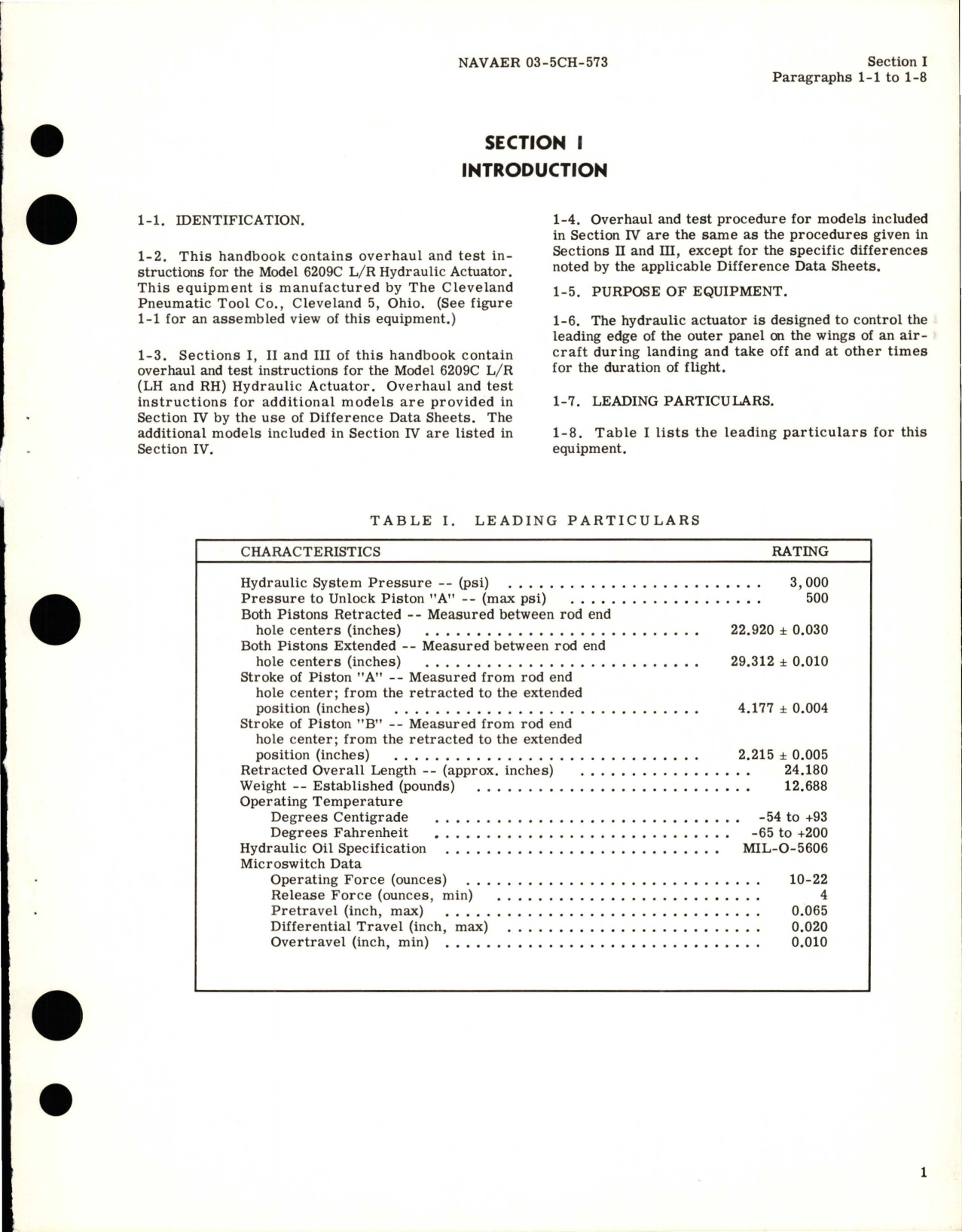 Sample page 5 from AirCorps Library document: Overhaul Instructions for Hydraulic Actuator - Models 6209C, 6209D, and 6209E 