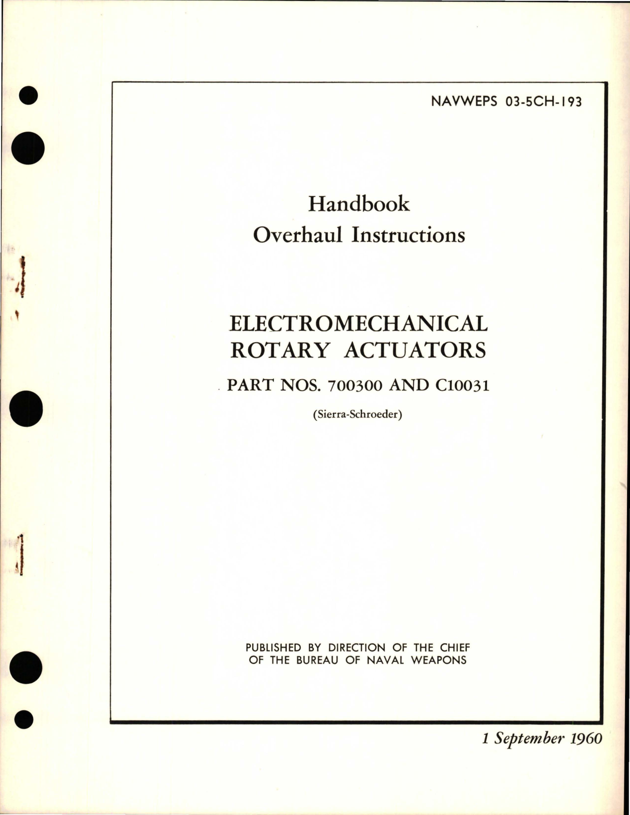 Sample page 1 from AirCorps Library document: Overhaul Instructions for Electromechanical Rotary Actuators - Parts 700300 and C10031