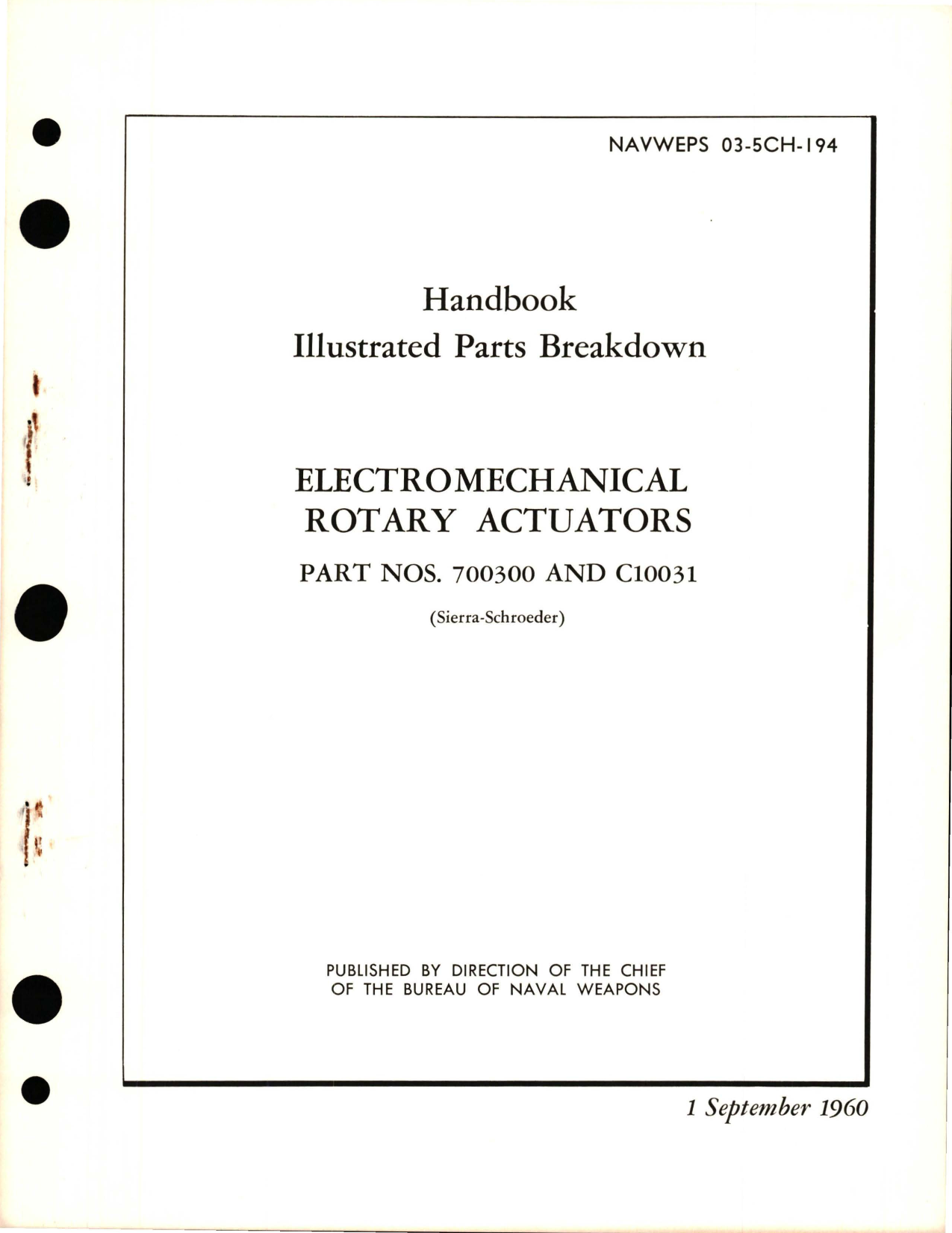 Sample page 1 from AirCorps Library document: Illustrated Parts Breakdown for Electromechanical Rotary Actuators - Parts 700300 and C10031 