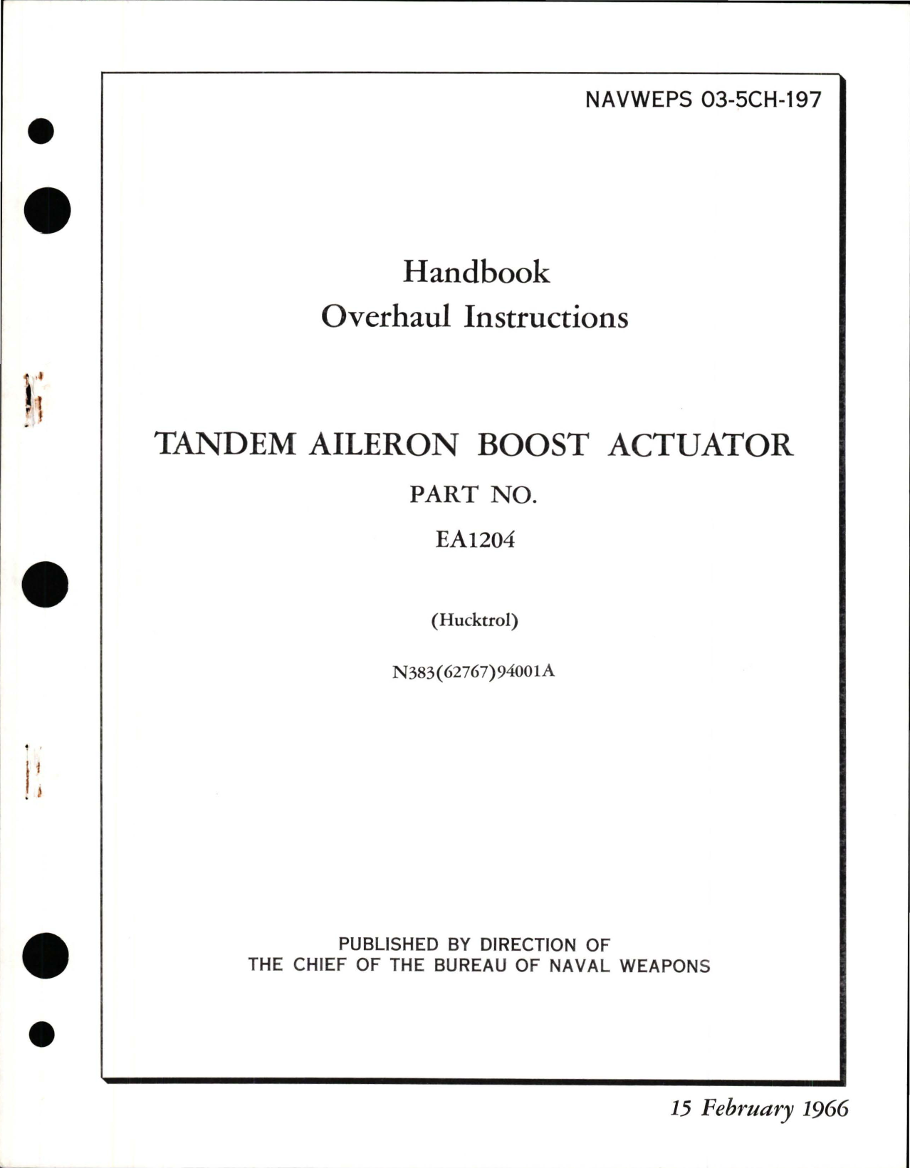 Sample page 1 from AirCorps Library document: Overhaul Instructions for Tandem Aileron Boost Actuator - Part EA1204