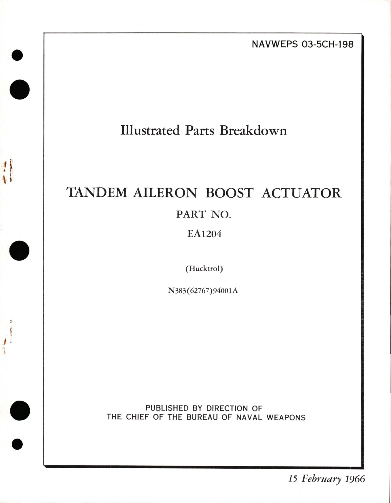 Sample page 1 from AirCorps Library document: Illustrated Parts Breakdown for Tandem Aileron Boost Actuator - Part EA1204
