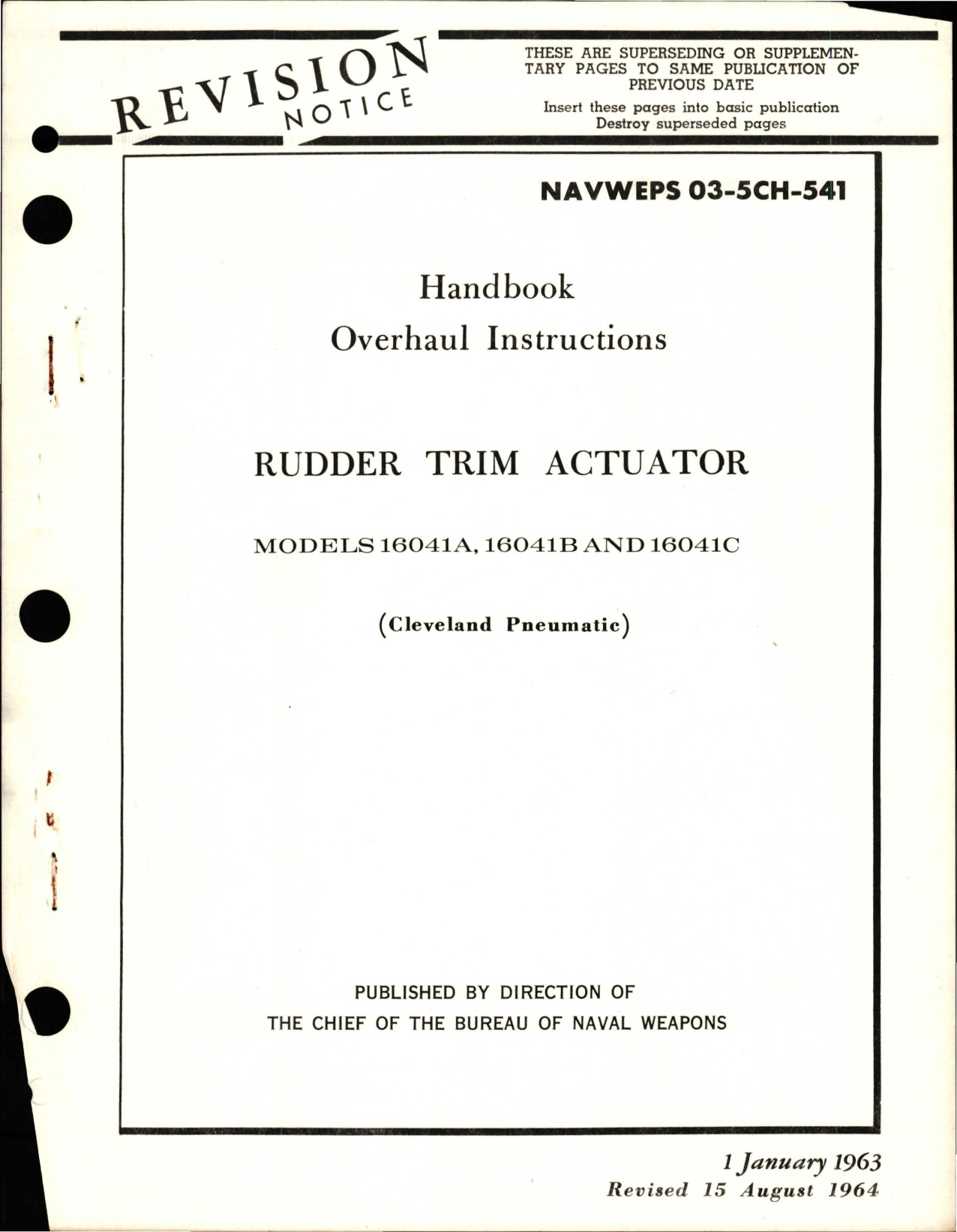 Sample page 1 from AirCorps Library document: Overhaul Instructions for Rudder Trim Actuator - Models 16041A, 16041B, and 16041C