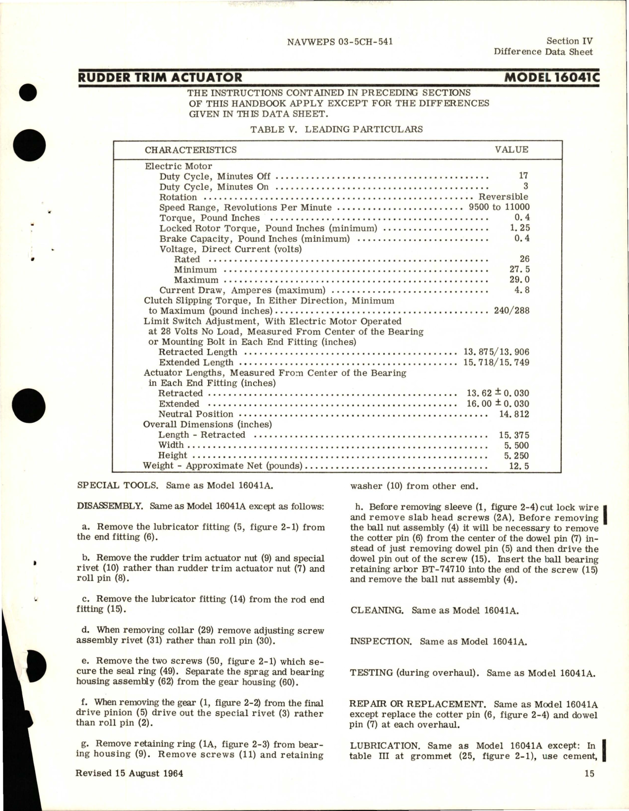 Sample page 5 from AirCorps Library document: Overhaul Instructions for Rudder Trim Actuator - Models 16041A, 16041B, and 16041C