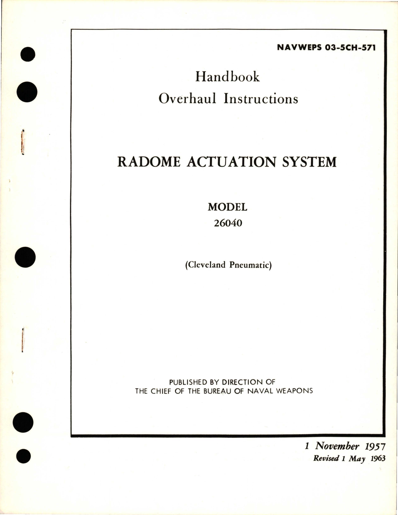 Sample page 1 from AirCorps Library document: Overhaul Instructions for Radome Actuation System - Model 26040 