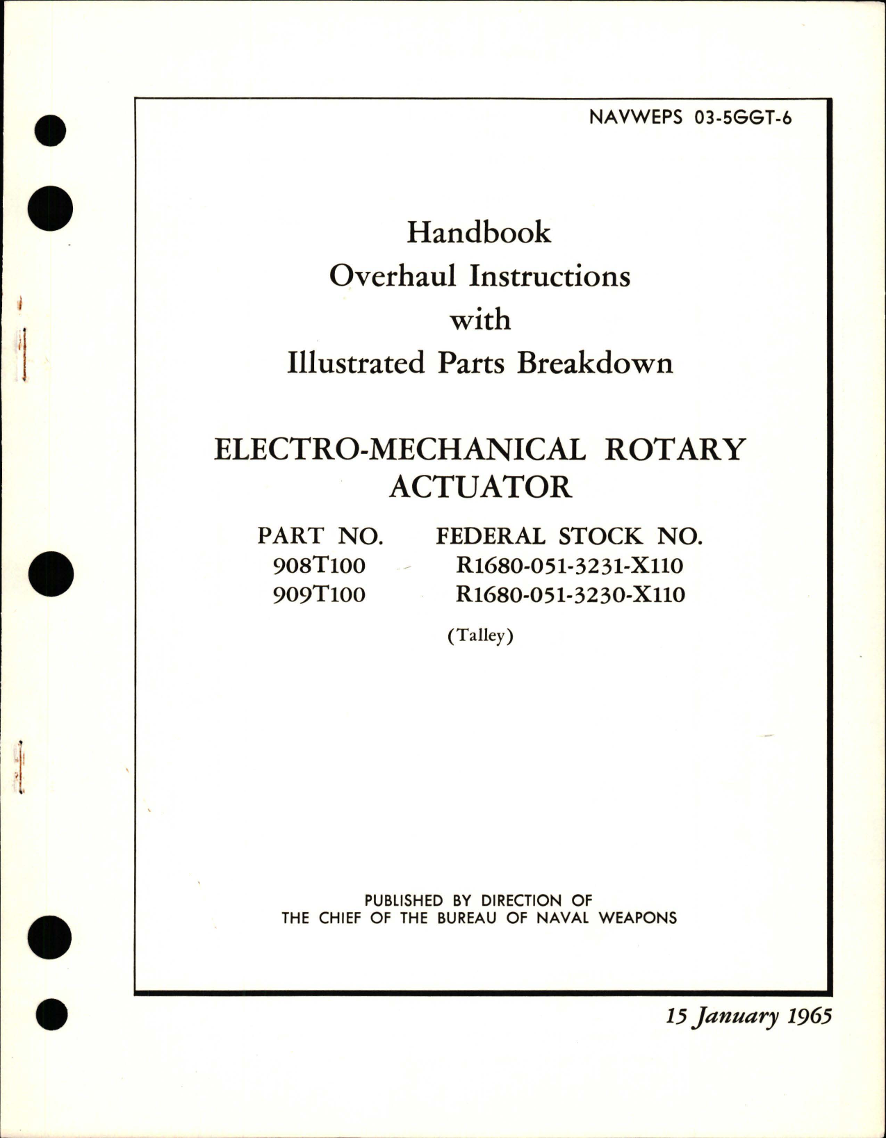 Sample page 1 from AirCorps Library document: Overhaul Instructions with Illustrated Parts Breakdown for Electro-Mechanical Rotary Actuator - Parts 908T100 and 909T100