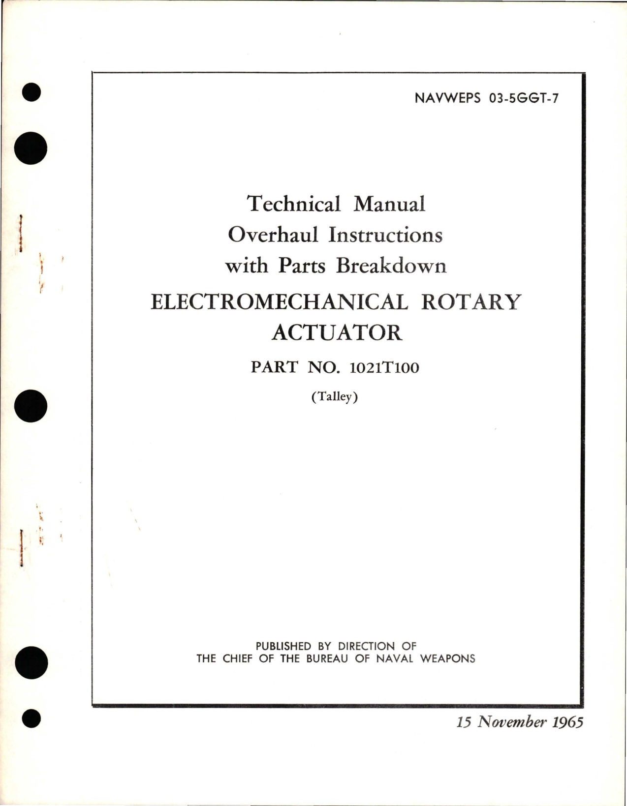 Sample page 1 from AirCorps Library document: Overhaul Instructions with Parts Breakdown for Electromechanical Rotary Actuator - Part 1021T100